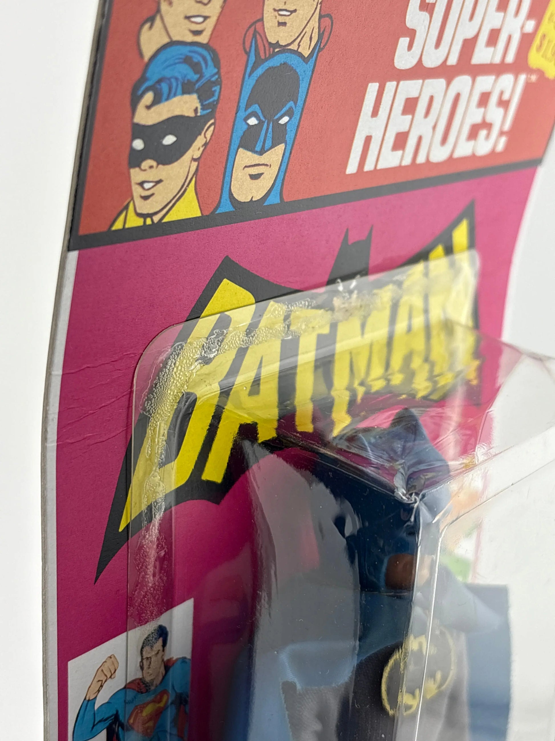 MEGO WORLD'S GREATEST SUPERHEROES (1973) - BATMAN (REMOVEABLE COWL) FIGURE ON KRESGE CARD UNPUNCHED FRENLY BRICKS - Open 7 Days