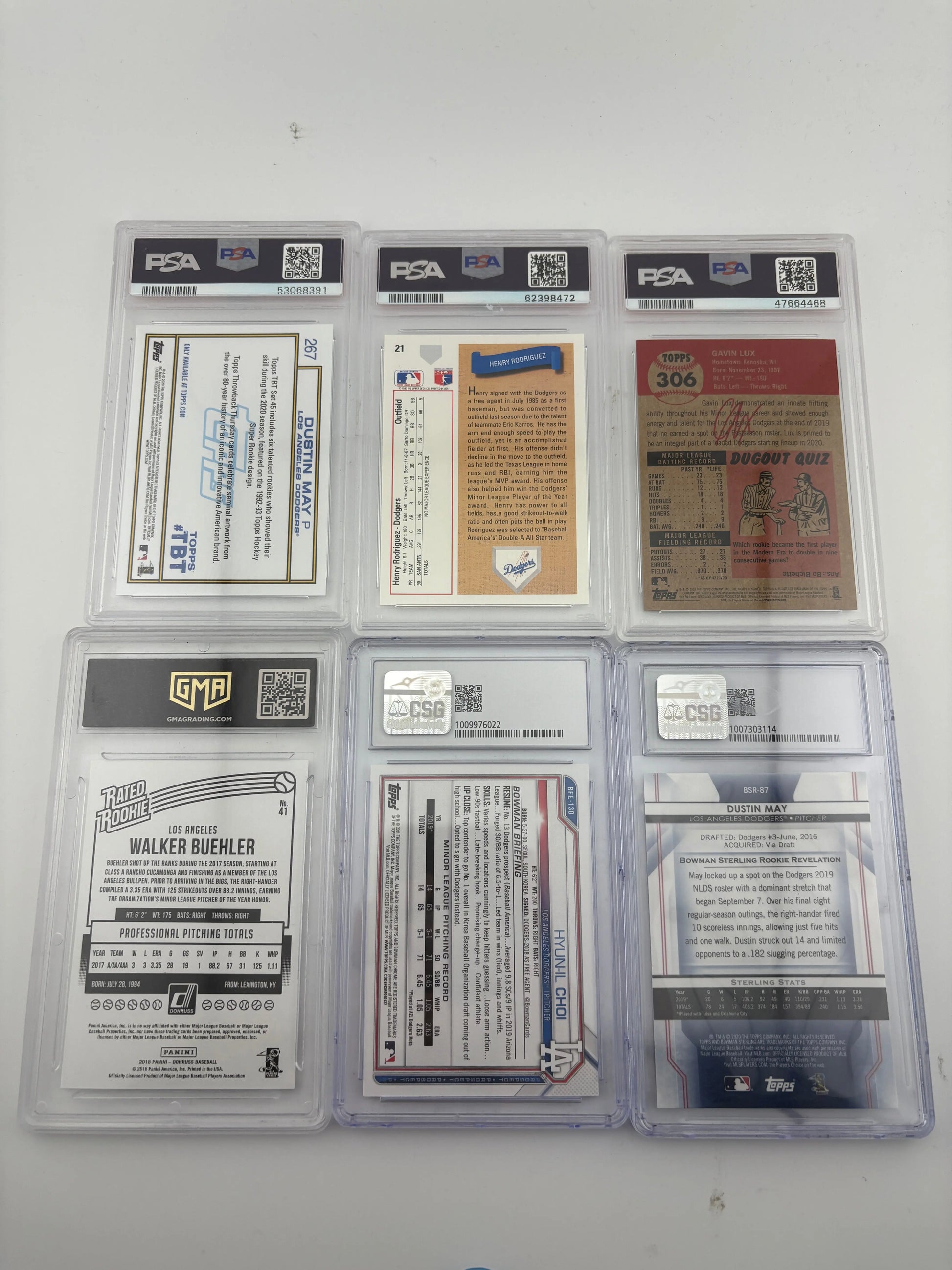 MLB Sports Card Los Angeles Dodgers Lot - Graded, Rookies, Dustin May FRENLY BRICKS - Open 7 Days