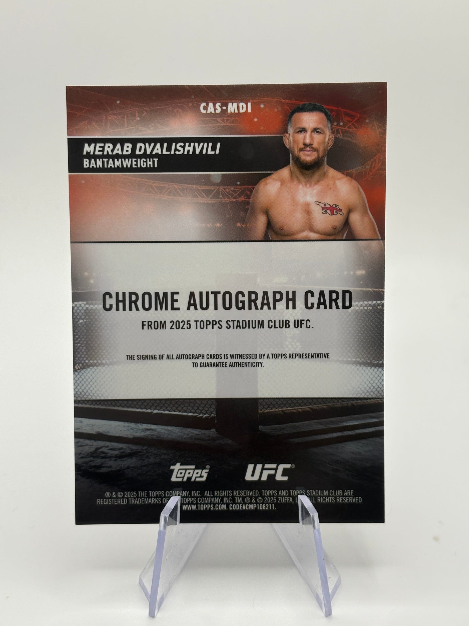 2025 Topps Stadium Club Chrome UFC Merab Dvalishvili #CAS-MDI Refractor Auto FRENLY BRICKS - Open 7 Days image 2