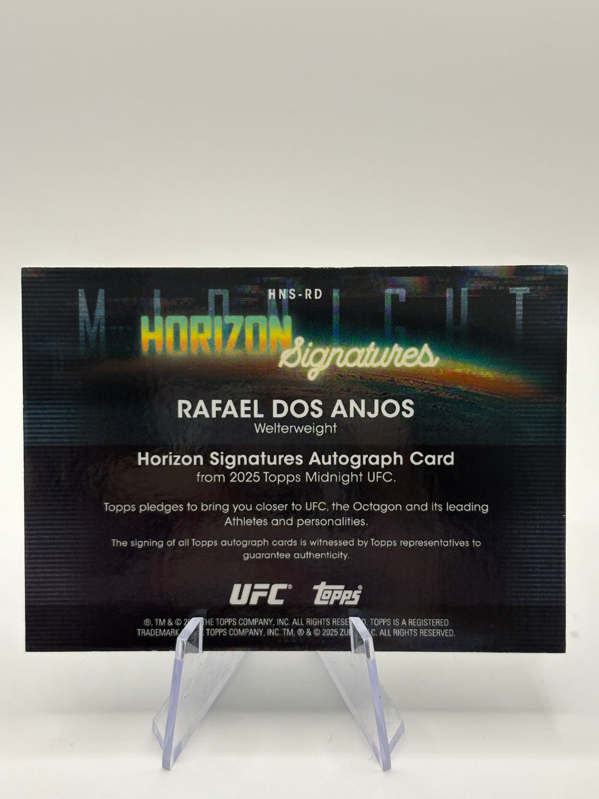 2025 Topps Midnight UFC - Horizon Signatures Rafael Dos Anjos Auto Blue 25/25 Book End FRENLY BRICKS - Open 7 Days image 2