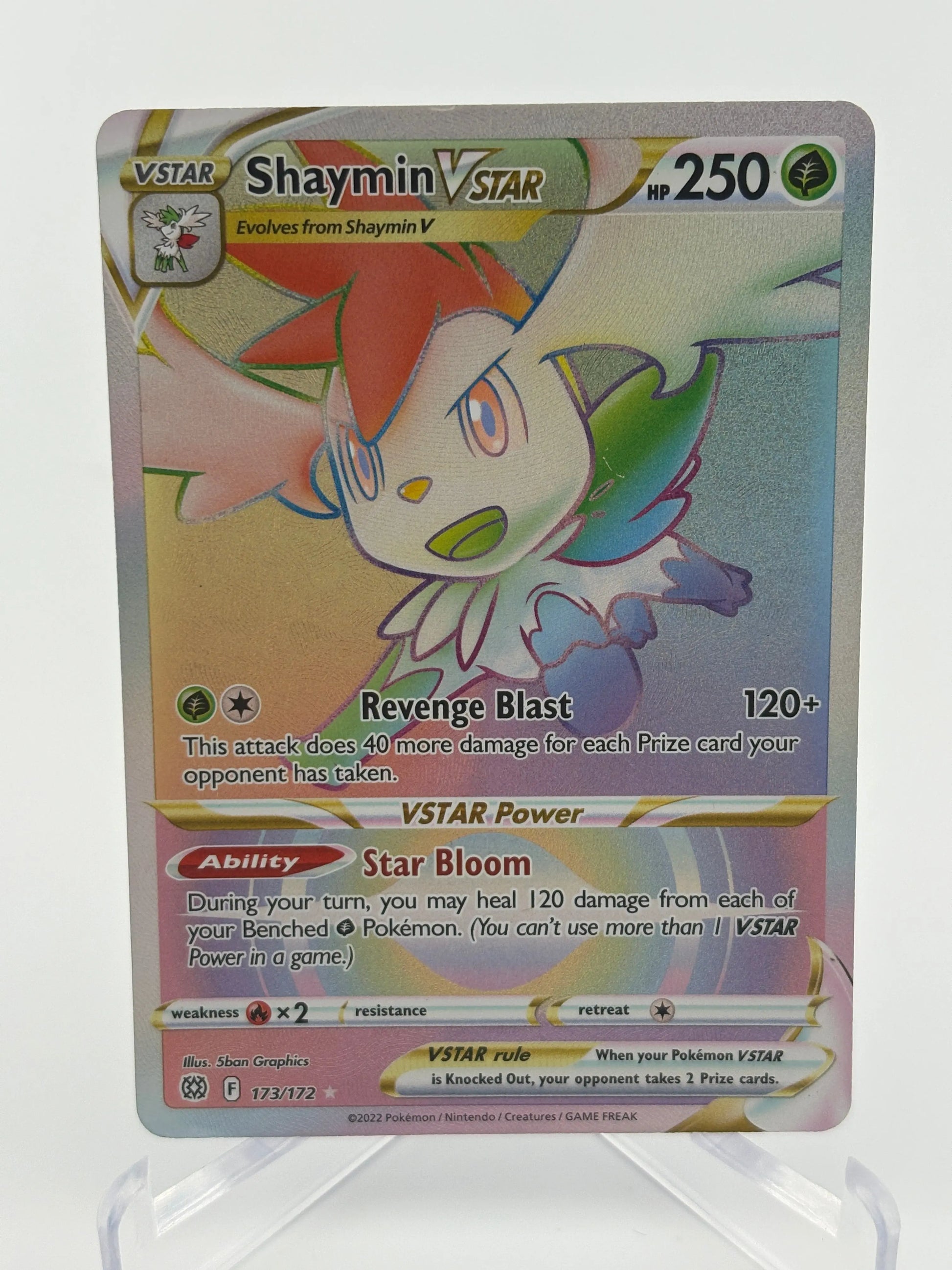 Shaymin Vstar Sword & Shield  Brilliant Stars 173/172 Secret Rare Rainbow LP+ FRENLY BRICKS - Open 7 Days