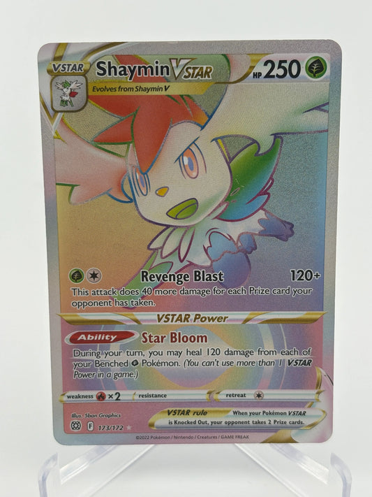 Shaymin Vstar Sword & Shield  Brilliant Stars 173/172 Secret Rare Rainbow LP+ FRENLY BRICKS - Open 7 Days