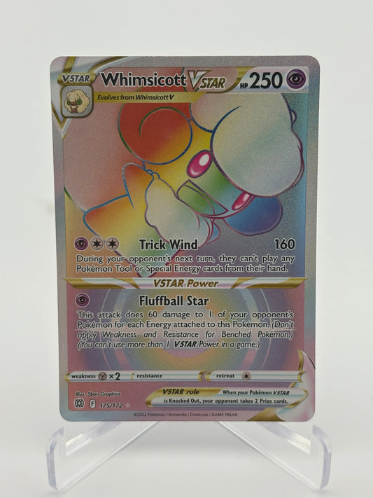 Pokemon Sword and Shield Brilliant Stars Whimsicott V Star 175/172 Hyper Rare NM FRENLY BRICKS - Open 7 Days