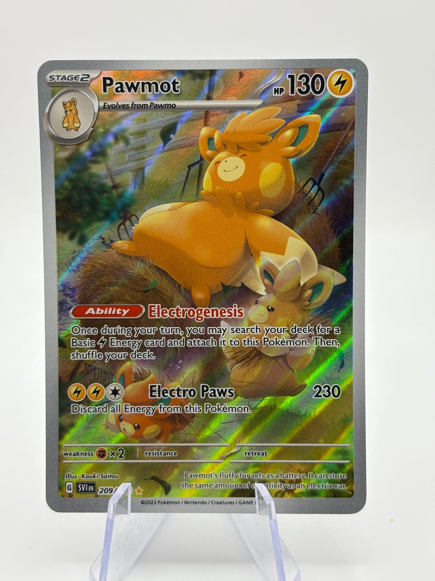 Pokemon TCG Scarlet Violet Base - Pawmot 209/198 Illustration Rare NM FRENLY BRICKS - Open 7 Days