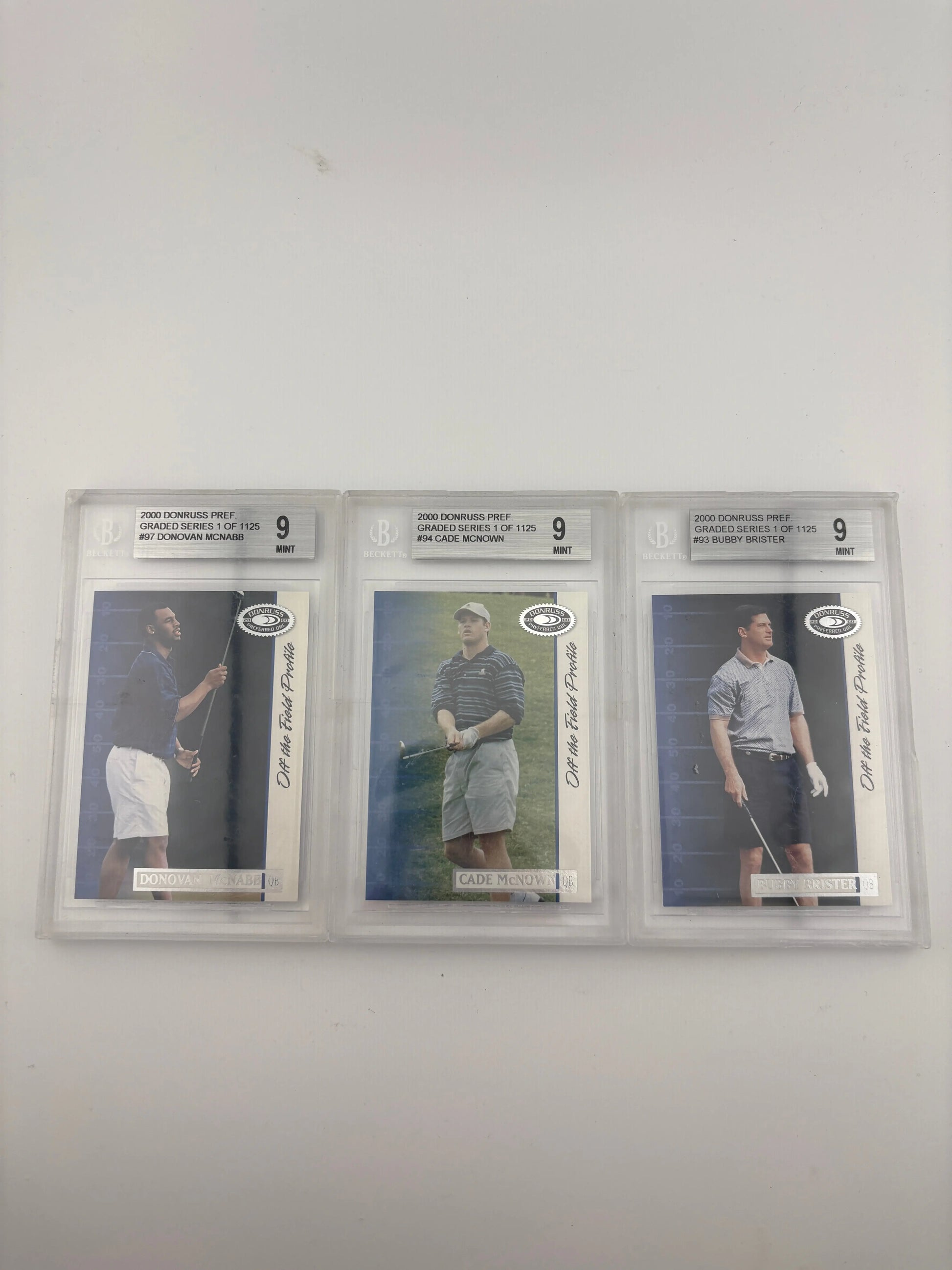 NFL QB Off The Field Profile Graded Lot - Golf, Bubby Brister, Donruss FRENLY BRICKS - Open 7 Days