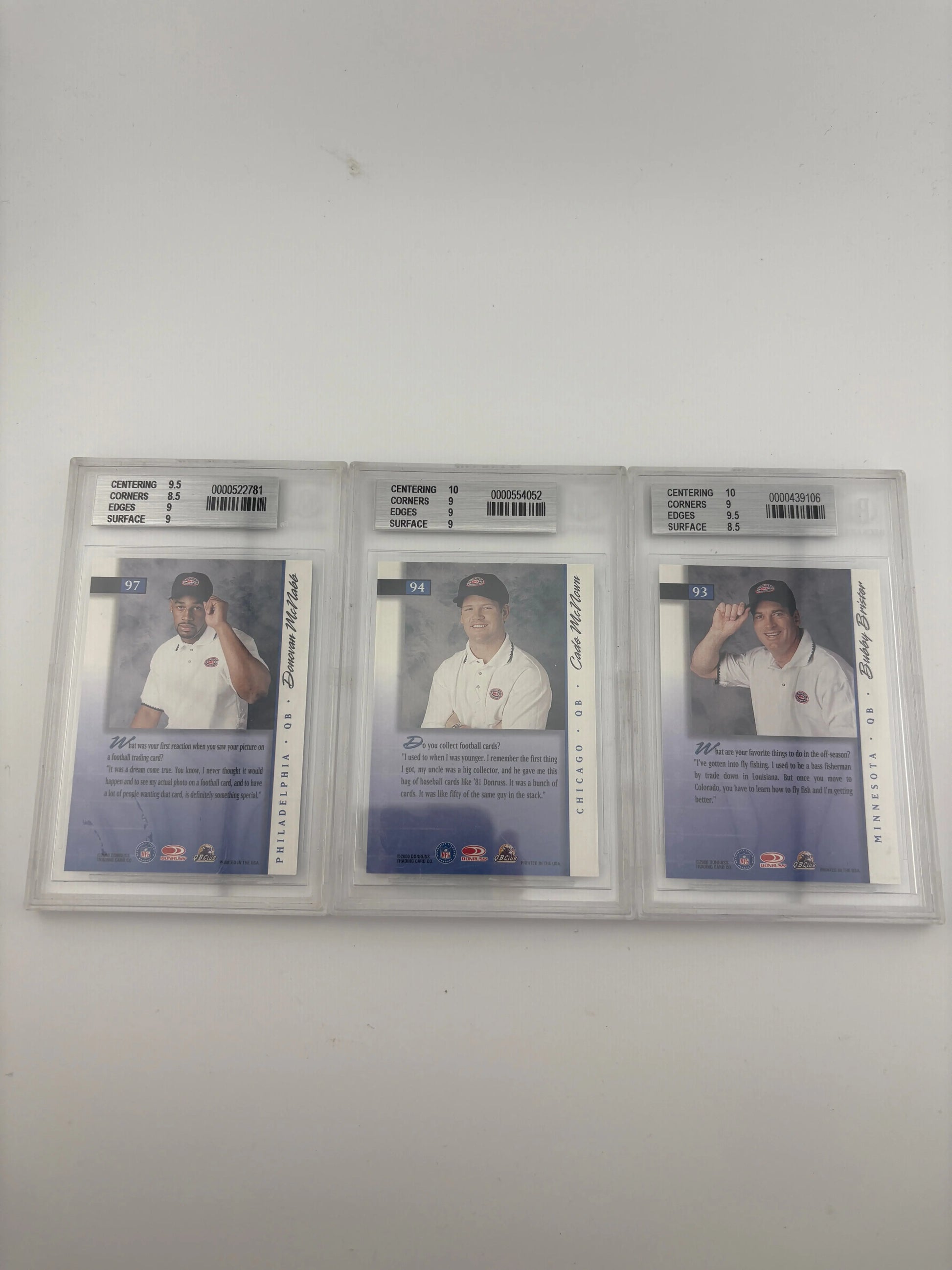 NFL QB Off The Field Profile Graded Lot - Golf, Bubby Brister, Donruss FRENLY BRICKS - Open 7 Days