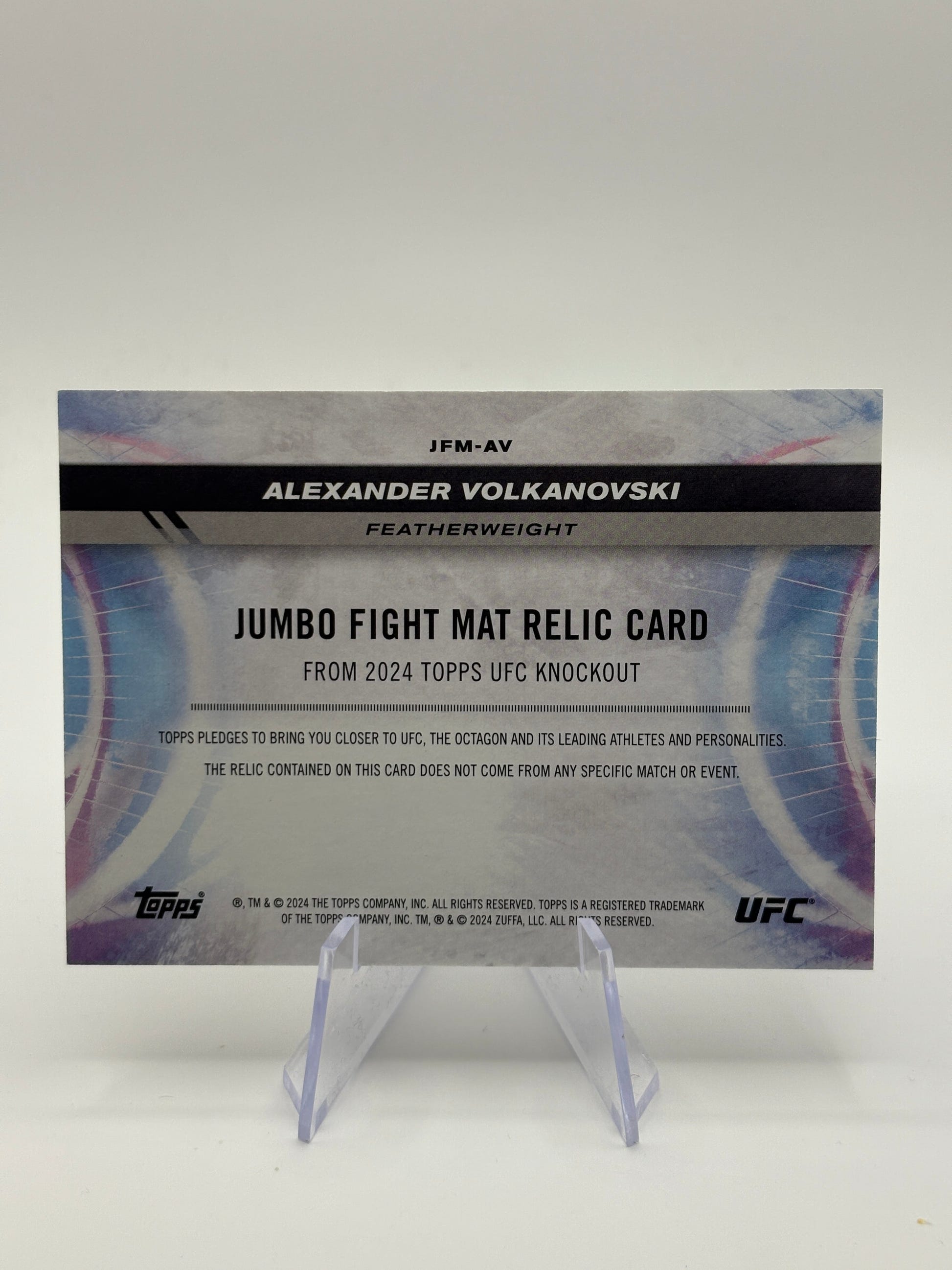 2024 Topps UFC Jumbo Fight Mat Relic Card Alexander Volkanovski FRENLY BRICKS - Open 7 Days image 2