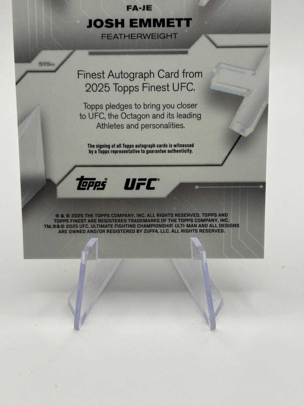 Josh Emmett Finest On Card Auto 2025 Topps Finest UFC #FA-JE FRENLY BRICKS - Open 7 Days image 4