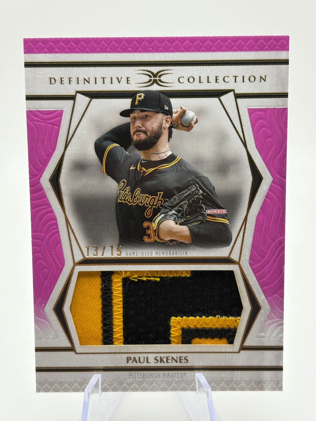 2025 Topps Definitive Collection - Jumbo Patch Relic Paul Skenes 13/15 Pink FRENLY BRICKS - Open 7 Days image 1