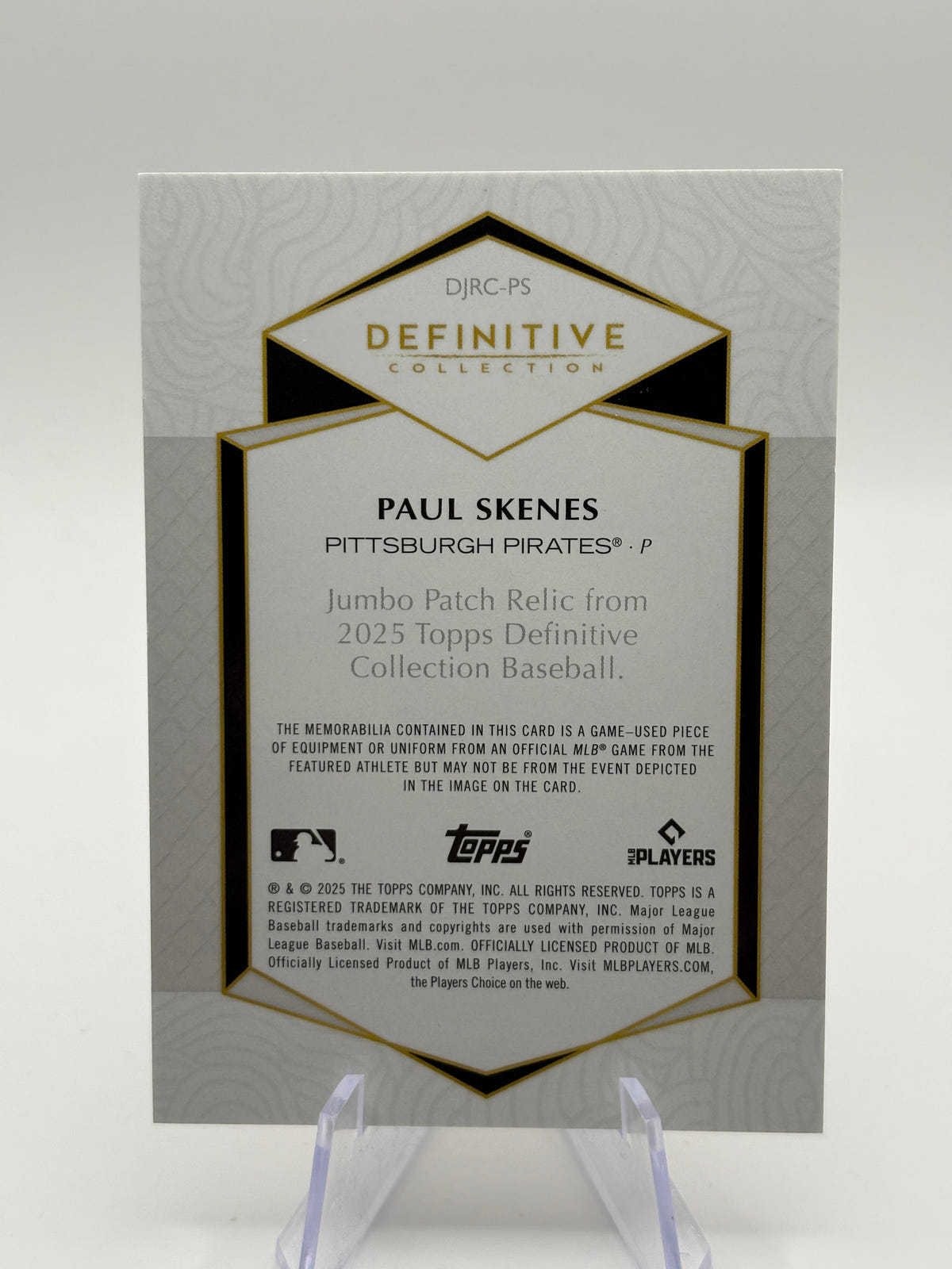 2025 Topps Definitive Collection - Jumbo Patch Relic Paul Skenes 13/15 Pink FRENLY BRICKS - Open 7 Days image 2