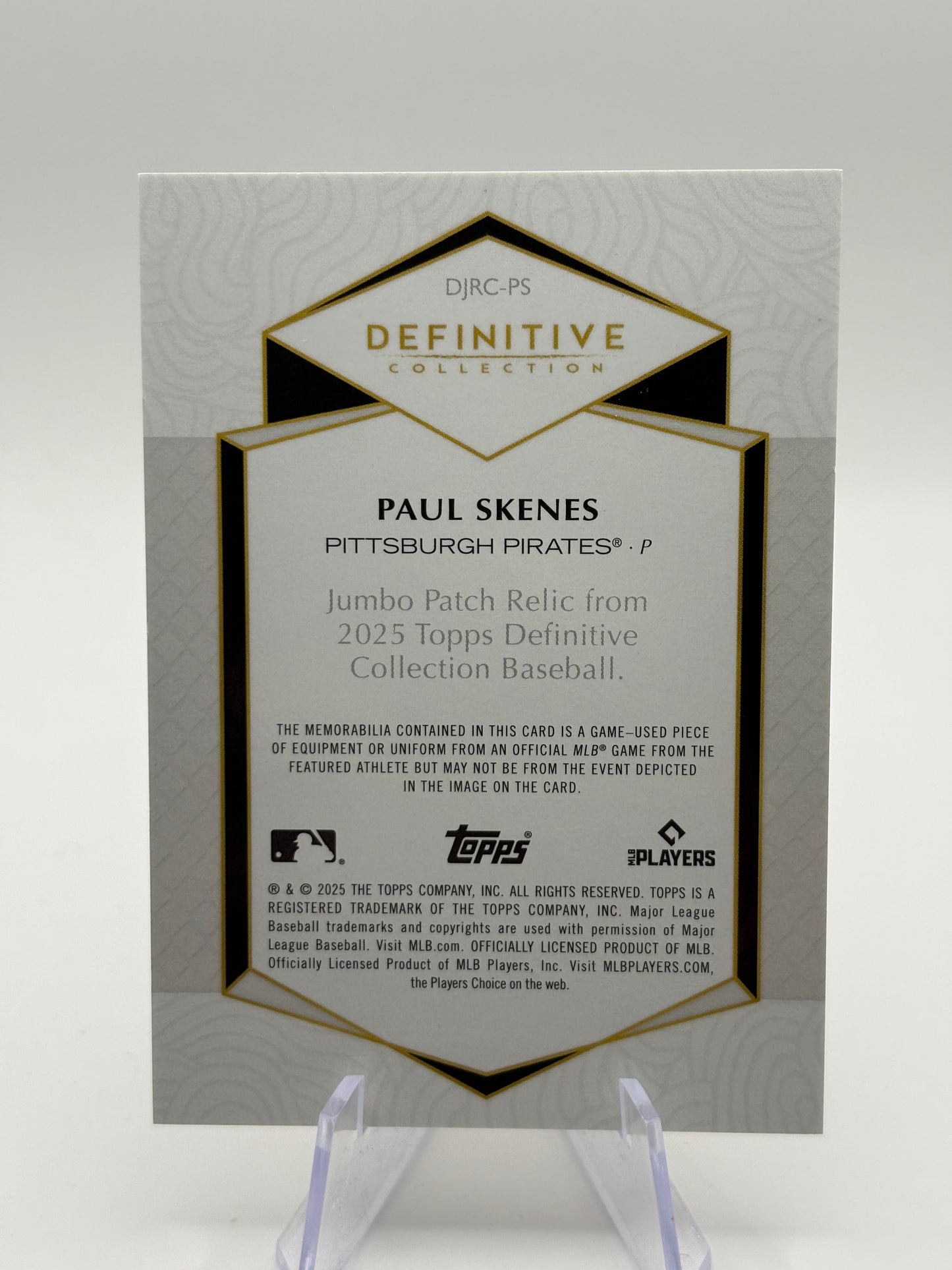 2025 Topps Definitive Collection - Jumbo Patch Relic Paul Skenes 13/15 Pink FRENLY BRICKS - Open 7 Days