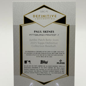 2025 Topps Definitive Collection - Jumbo Patch Relic Paul Skenes 13/15 Pink FRENLY BRICKS - Open 7 Days
