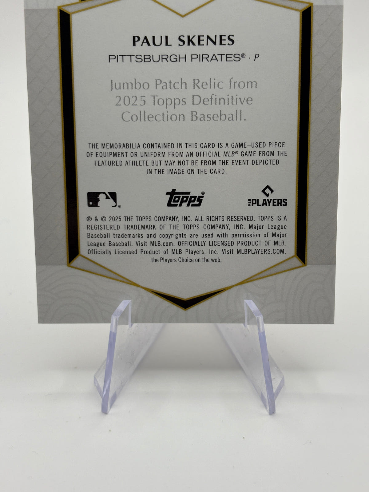 2025 Topps Definitive Collection - Jumbo Patch Relic Paul Skenes 13/15 Pink FRENLY BRICKS - Open 7 Days image 4