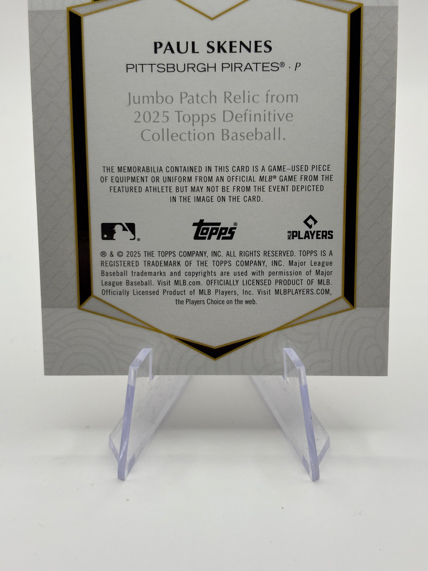 2025 Topps Definitive Collection - Jumbo Patch Relic Paul Skenes 13/15 Pink FRENLY BRICKS - Open 7 Days