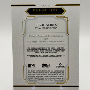 2025 Topps Definitive Ozzie Albies Relic Auto Cards Patch Braves /50 FRENLY BRICKS - Open 7 Days