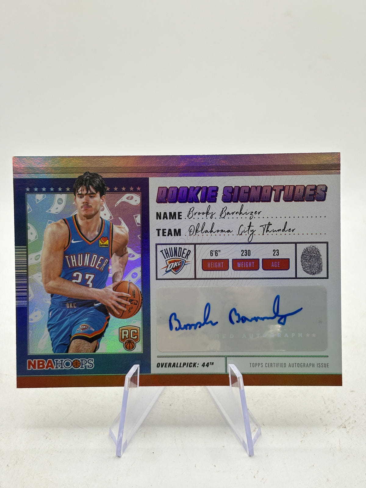 Brooks Barnhizer #HRS-BB 2025-26 NBA Hoops Rookie Signatures Auto RC Thunder image 1