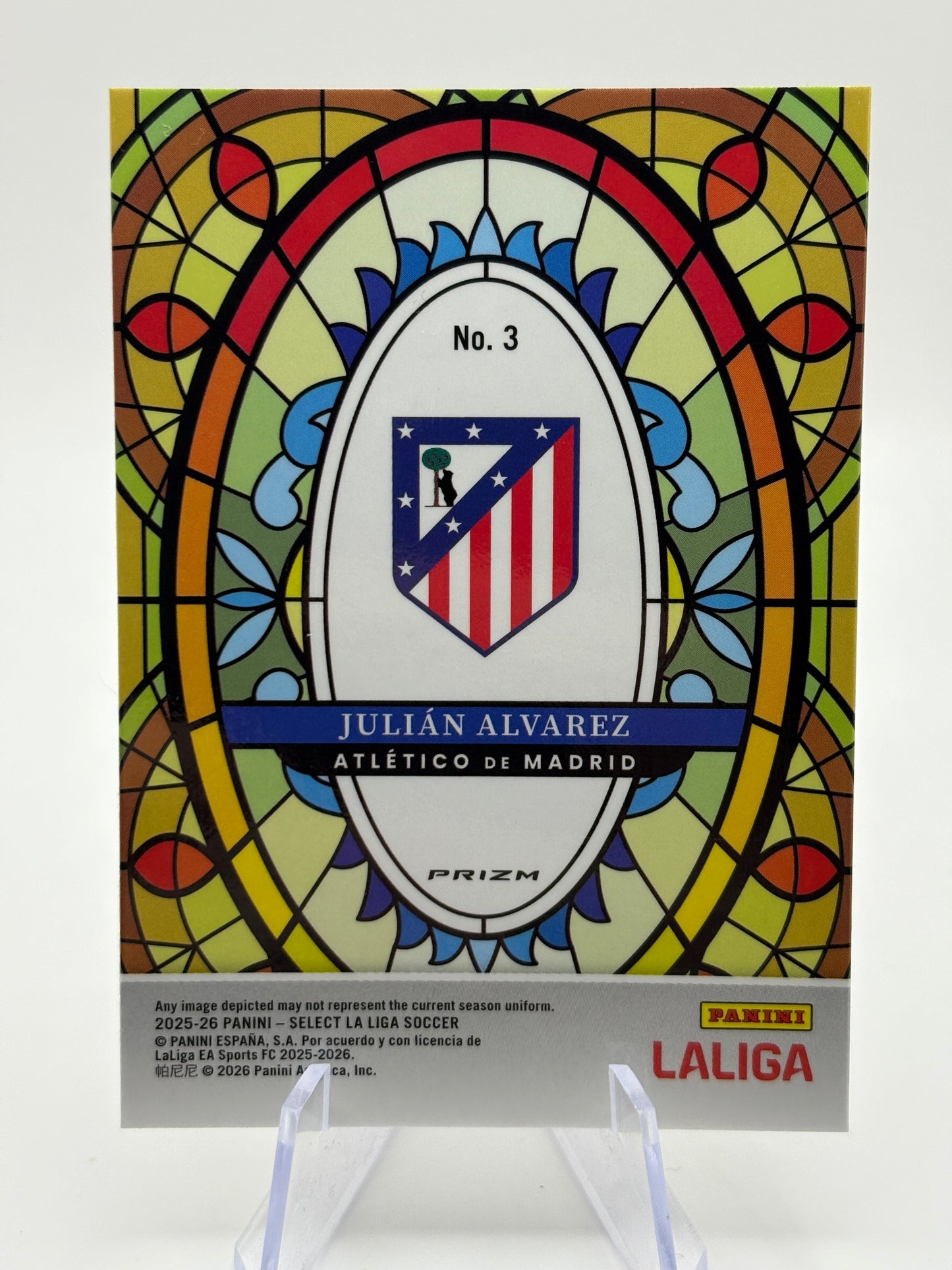 2025-26 Panini Select La Liga Julian Alvarez Stained Glass #3 Atletico FRENLY BRICKS - Open 7 Days