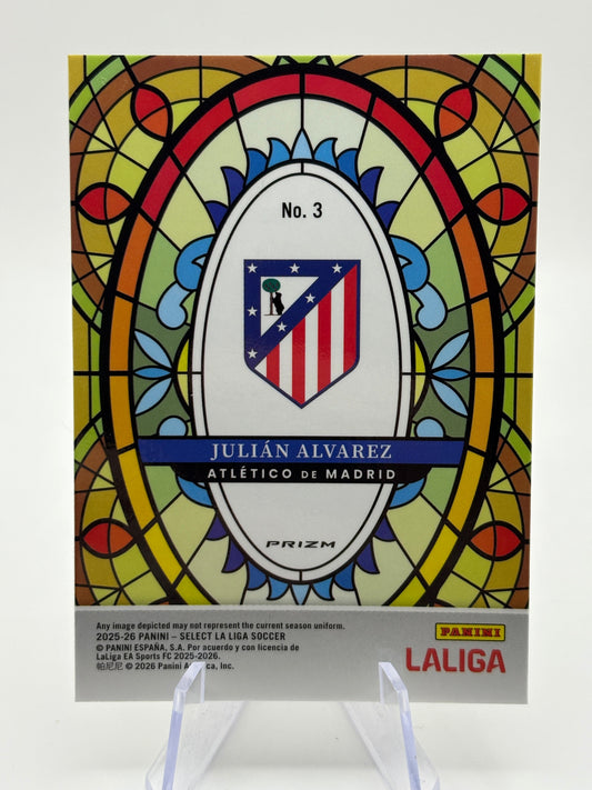 2025-26 Panini Select La Liga Julian Alvarez Stained Glass #3 Atletico FRENLY BRICKS - Open 7 Days