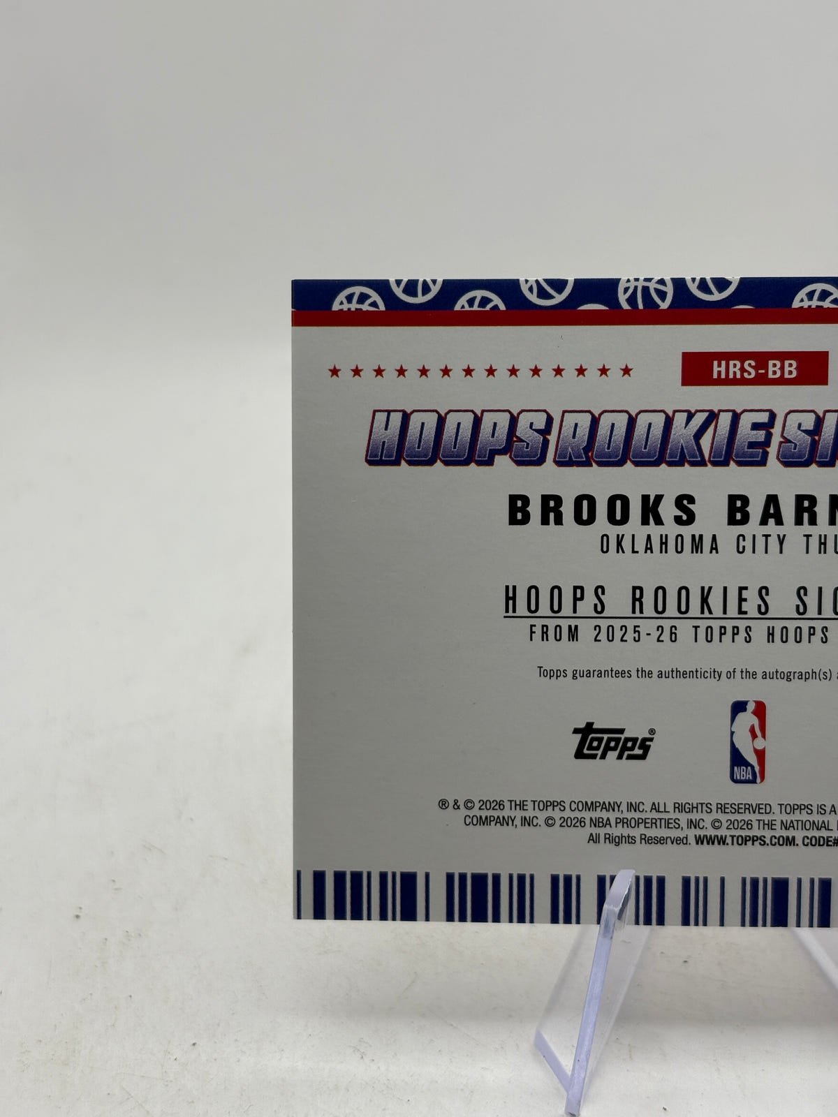 Brooks Barnhizer #HRS-BB 2025-26 NBA Hoops Rookie Signatures Auto RC Thunder image 3