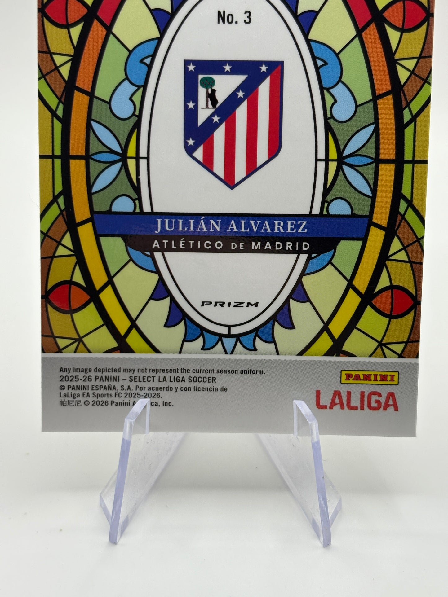2025-26 Panini Select La Liga Julian Alvarez Stained Glass #3 Atletico FRENLY BRICKS - Open 7 Days