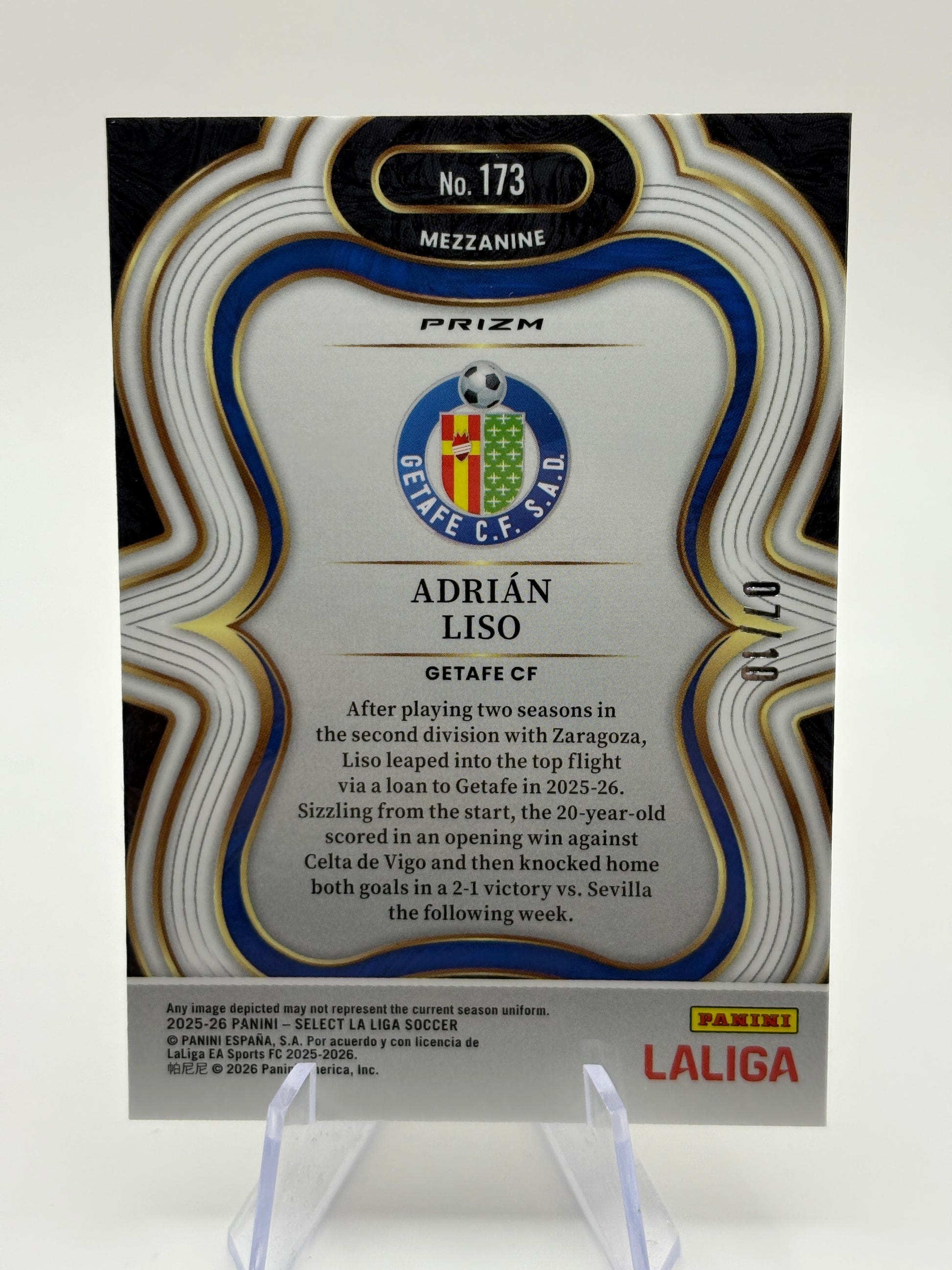 2025-26 Select La Liga Gold Wave /10 Adrian  Liso Getafe FC RC FRENLY BRICKS - Open 7 Days image 2