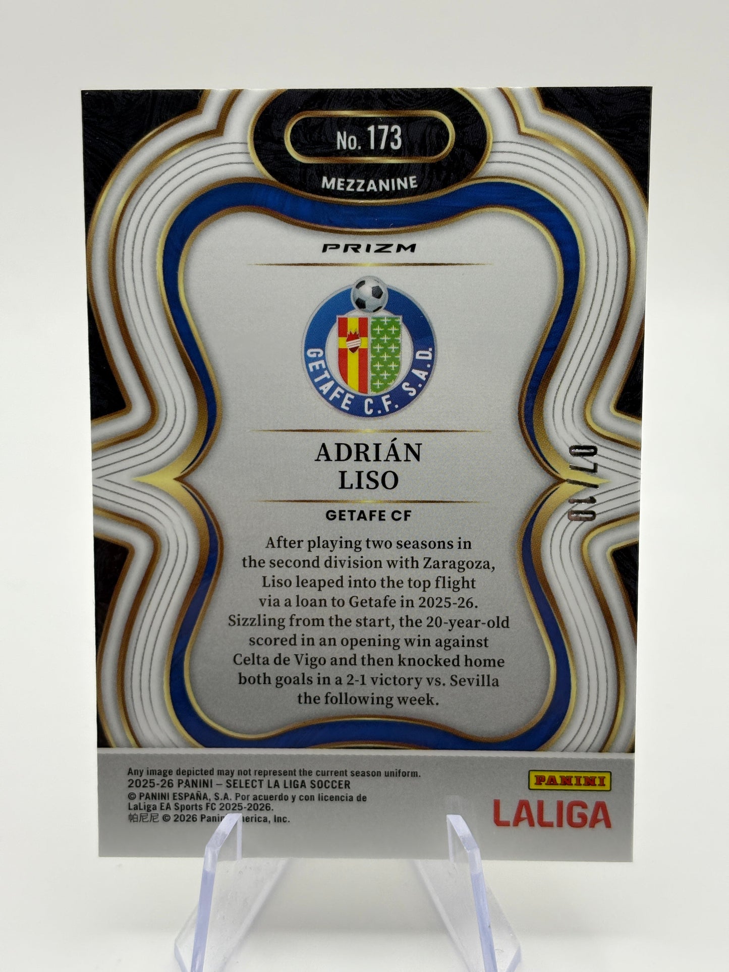 2025-26 Select La Liga Gold Wave /10 Adrian  Liso Getafe FC RC FRENLY BRICKS - Open 7 Days