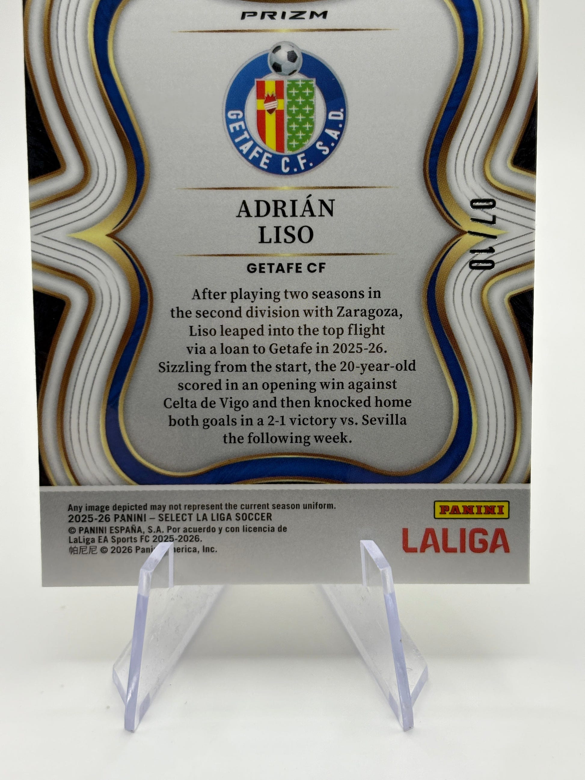 2025-26 Select La Liga Gold Wave /10 Adrian  Liso Getafe FC RC FRENLY BRICKS - Open 7 Days image 4