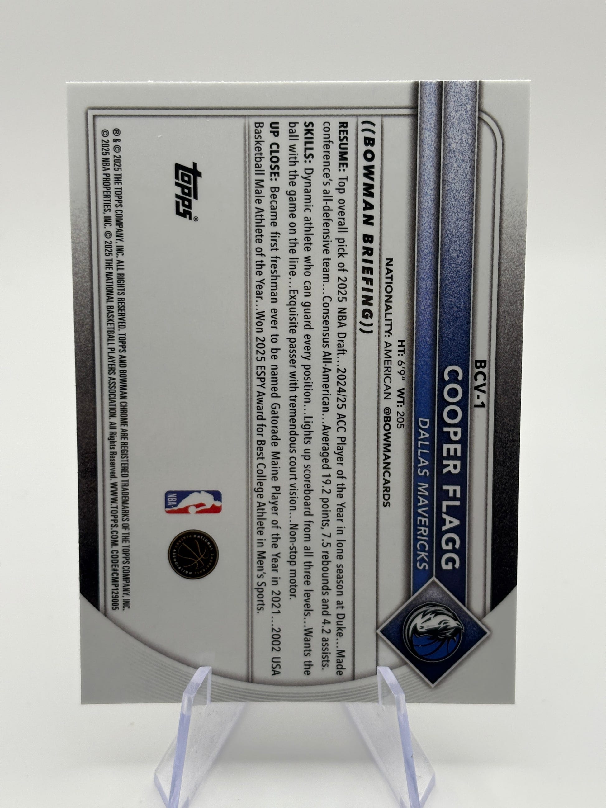 2025-26 Bowman Chrome Cooper Flagg Rookie Base #BCV-1 Mavericks (RC) FRENLY BRICKS - Open 7 Days image 2