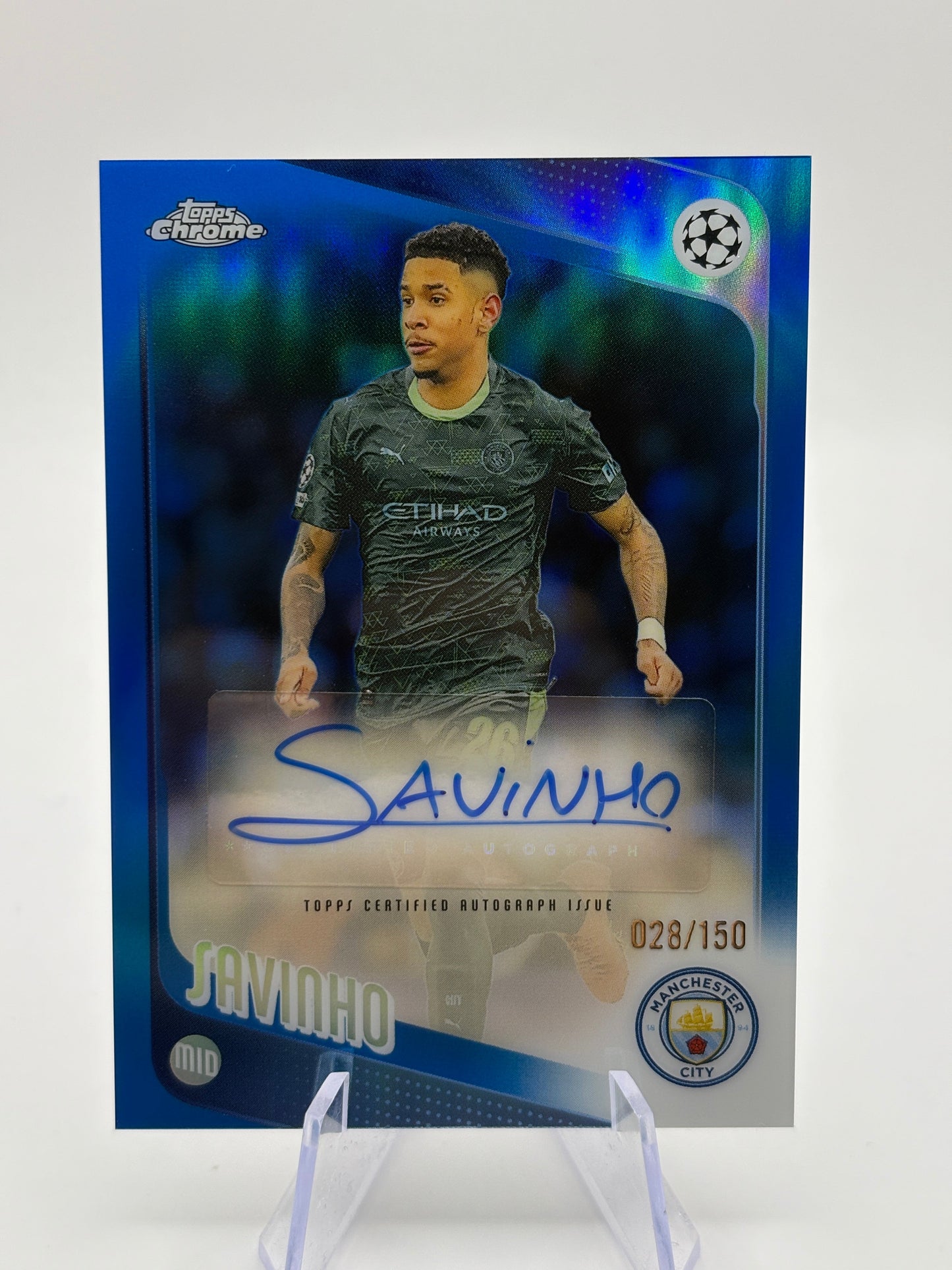 2025-26 Topps Chrome UCC Savinho Auto Blue Refractor /150 FRENLY BRICKS - Open 7 Days