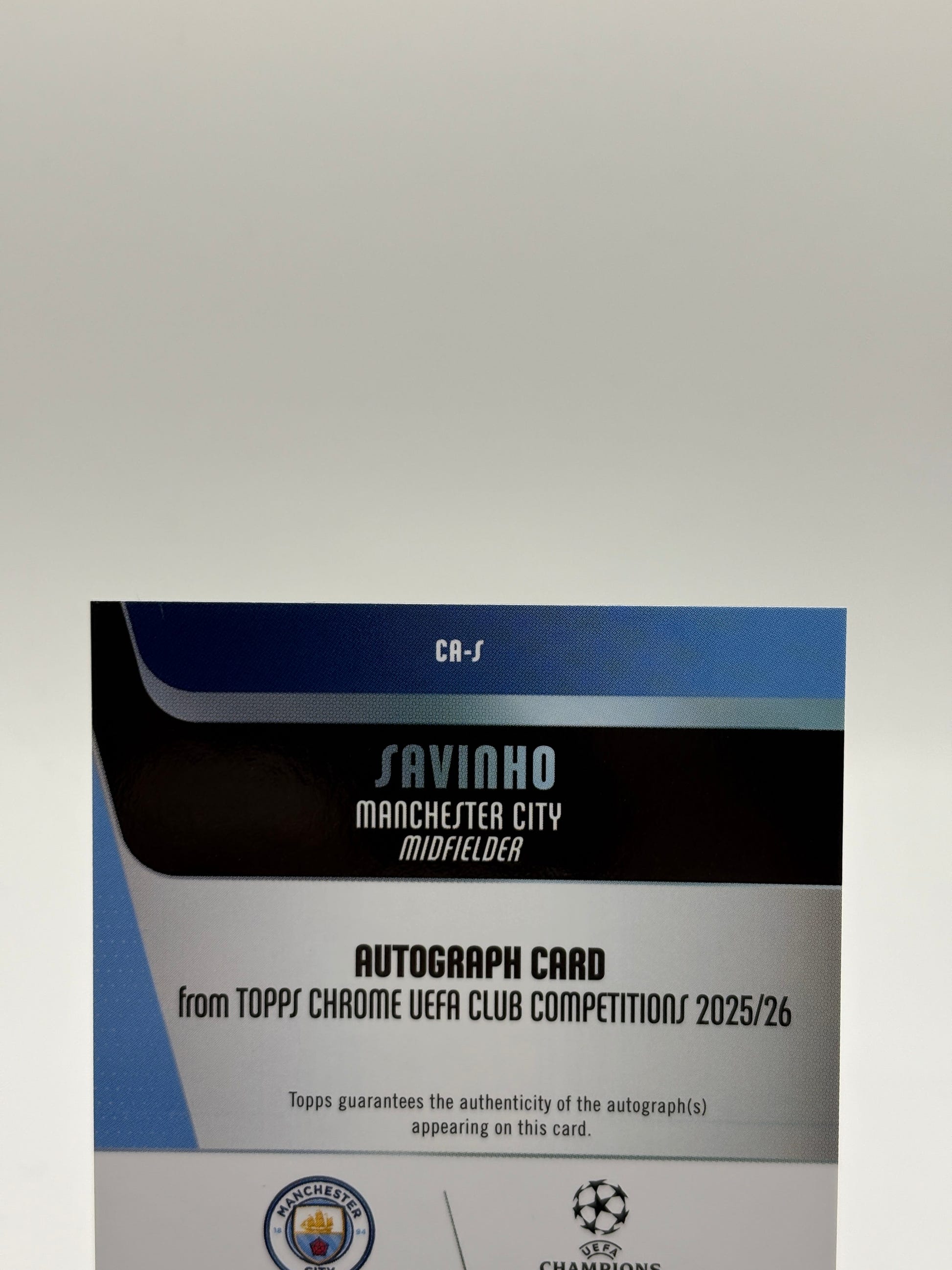 2025-26 Topps Chrome UCC Savinho Auto Blue Refractor /150 FRENLY BRICKS - Open 7 Days image 3