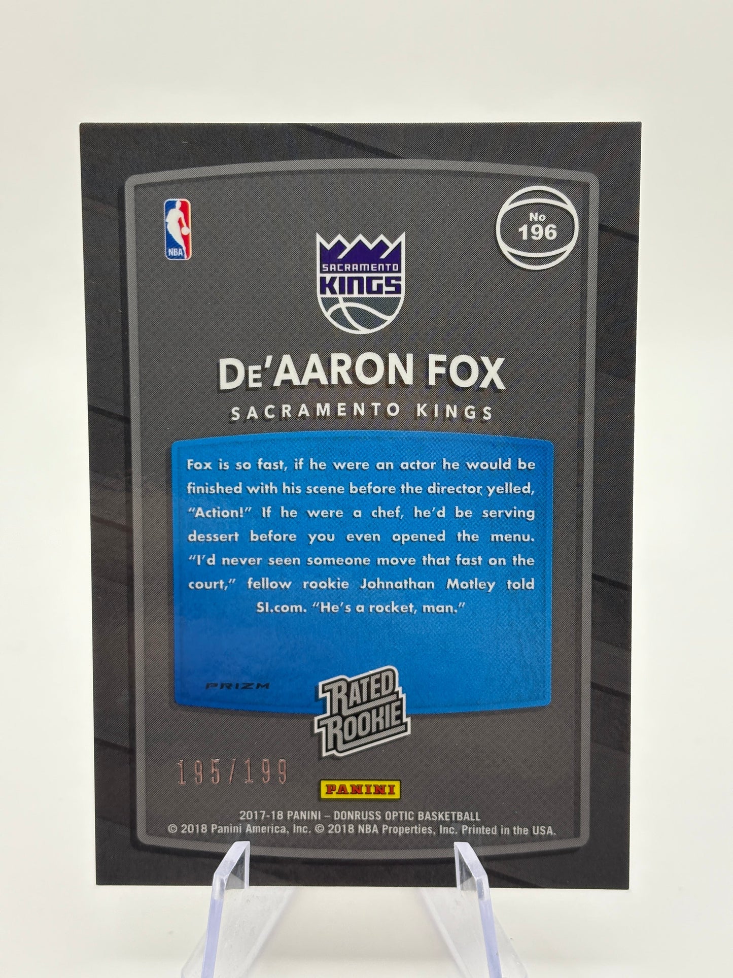 2017 Donruss Optic DE AARON FOX Rated Rookie #196 Orange /199 FRENLY BRICKS - Open 7 Days