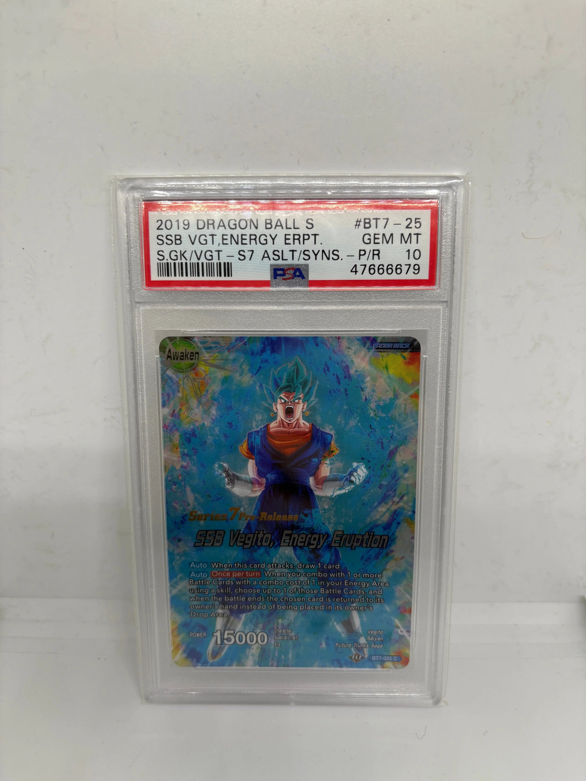 Series 7 Pre-Release PSA 10 SSB Vegito Energy Eruption Assault Saiyans BT7-025 C FRENLY BRICKS - Open 7 Days