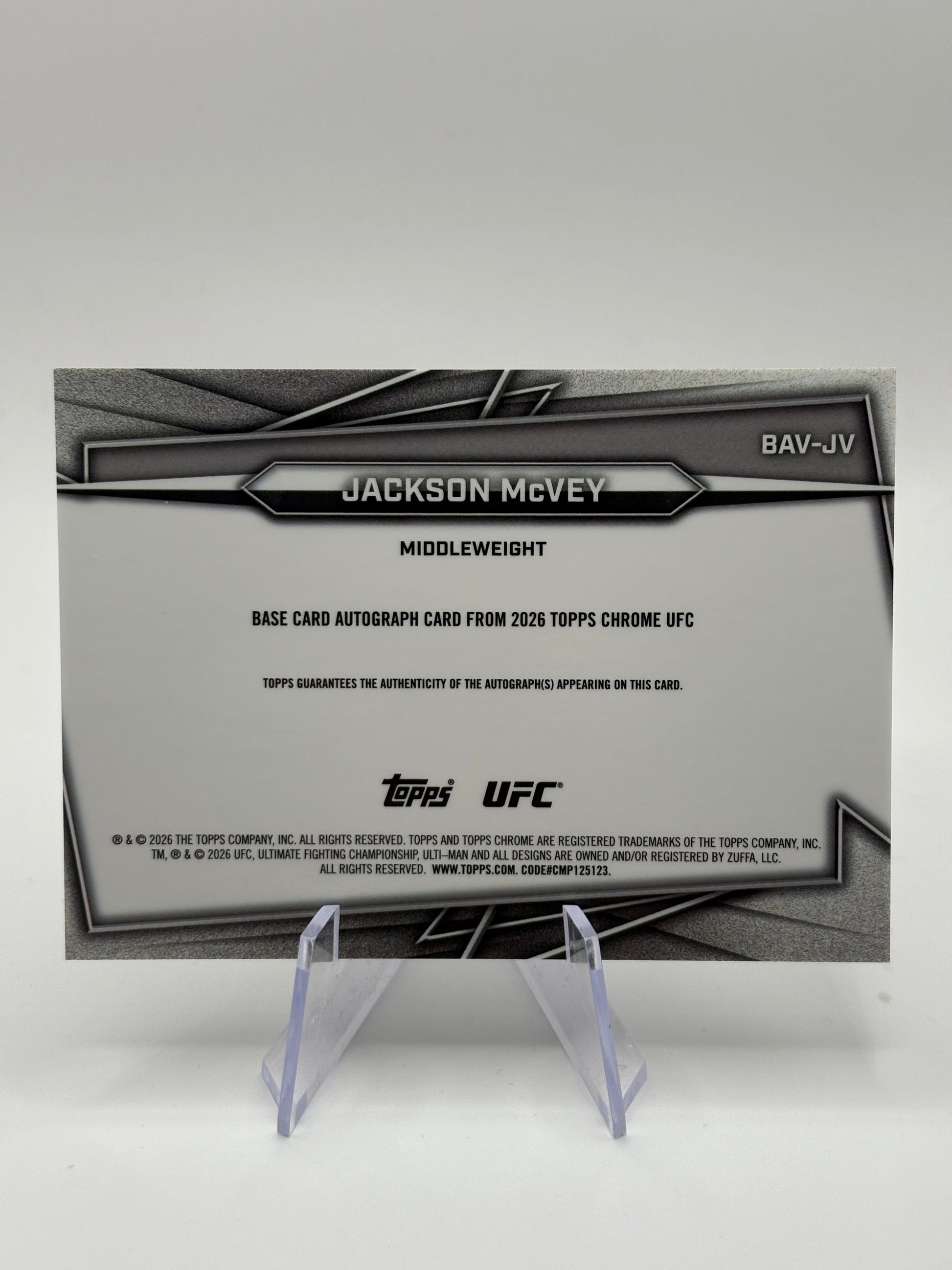 Jackson McVey 2026 Topps Chrome UFC RC Auto Rookie Autograph BAV-JV FRENLY BRICKS - Open 7 Days image 2