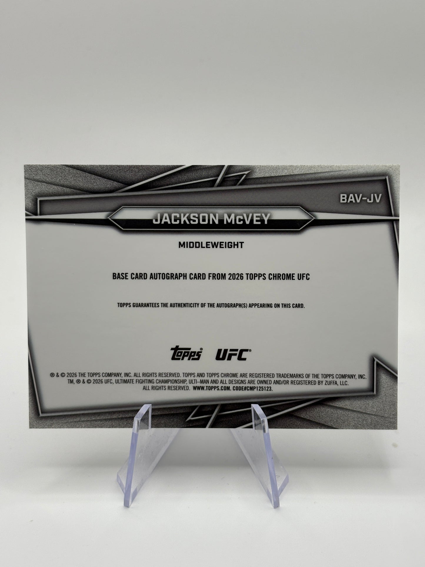 Jackson McVey 2026 Topps Chrome UFC RC Auto Rookie Autograph BAV-JV FRENLY BRICKS - Open 7 Days
