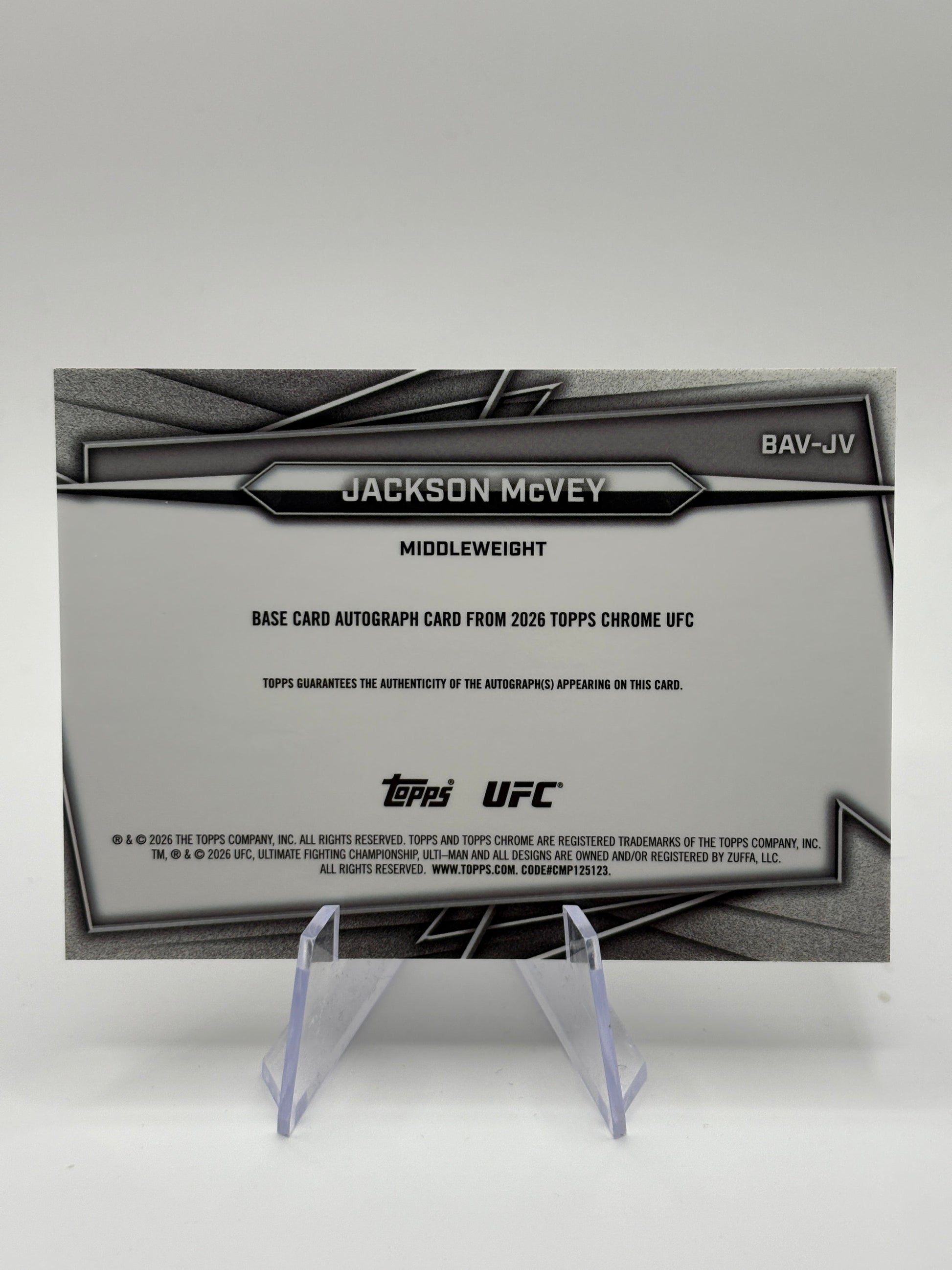 Jackson McVey 2026 Topps Chrome UFC RC Auto Rookie Autograph BAV-JV FRENLY BRICKS - Open 7 Days