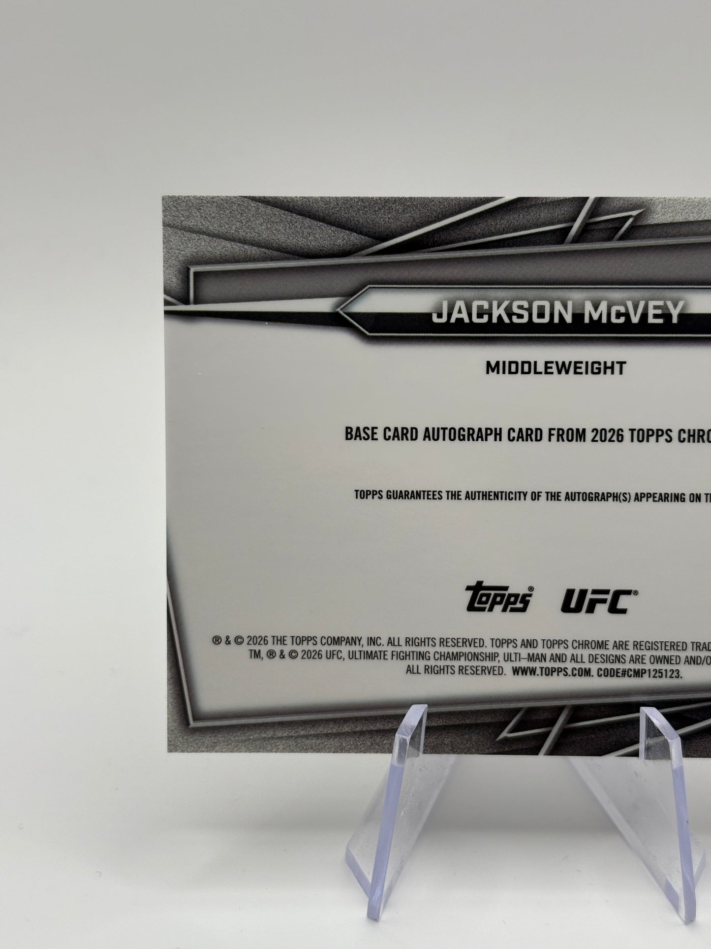 Jackson McVey 2026 Topps Chrome UFC RC Auto Rookie Autograph BAV-JV FRENLY BRICKS - Open 7 Days