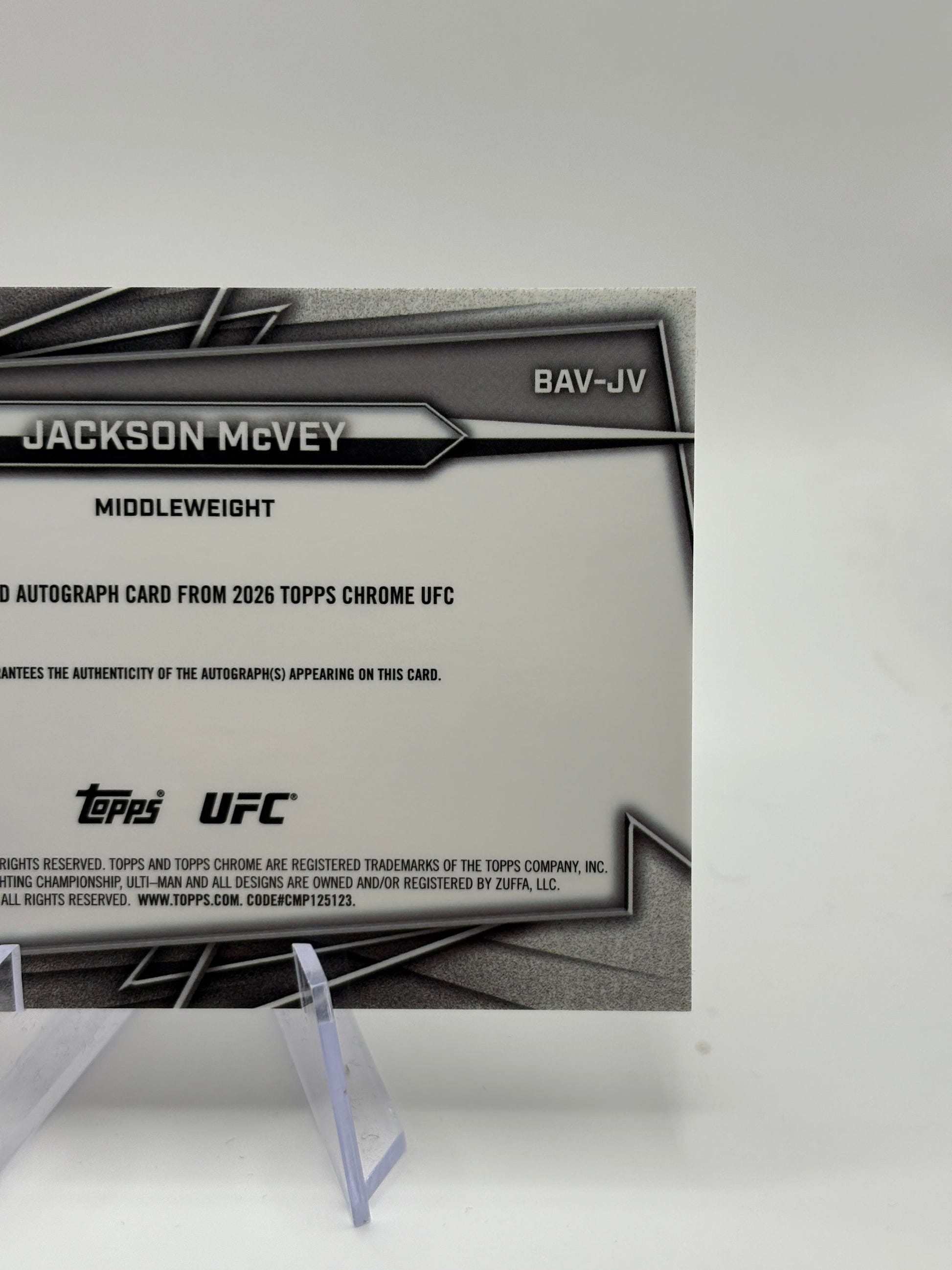 Jackson McVey 2026 Topps Chrome UFC RC Auto Rookie Autograph BAV-JV FRENLY BRICKS - Open 7 Days image 4
