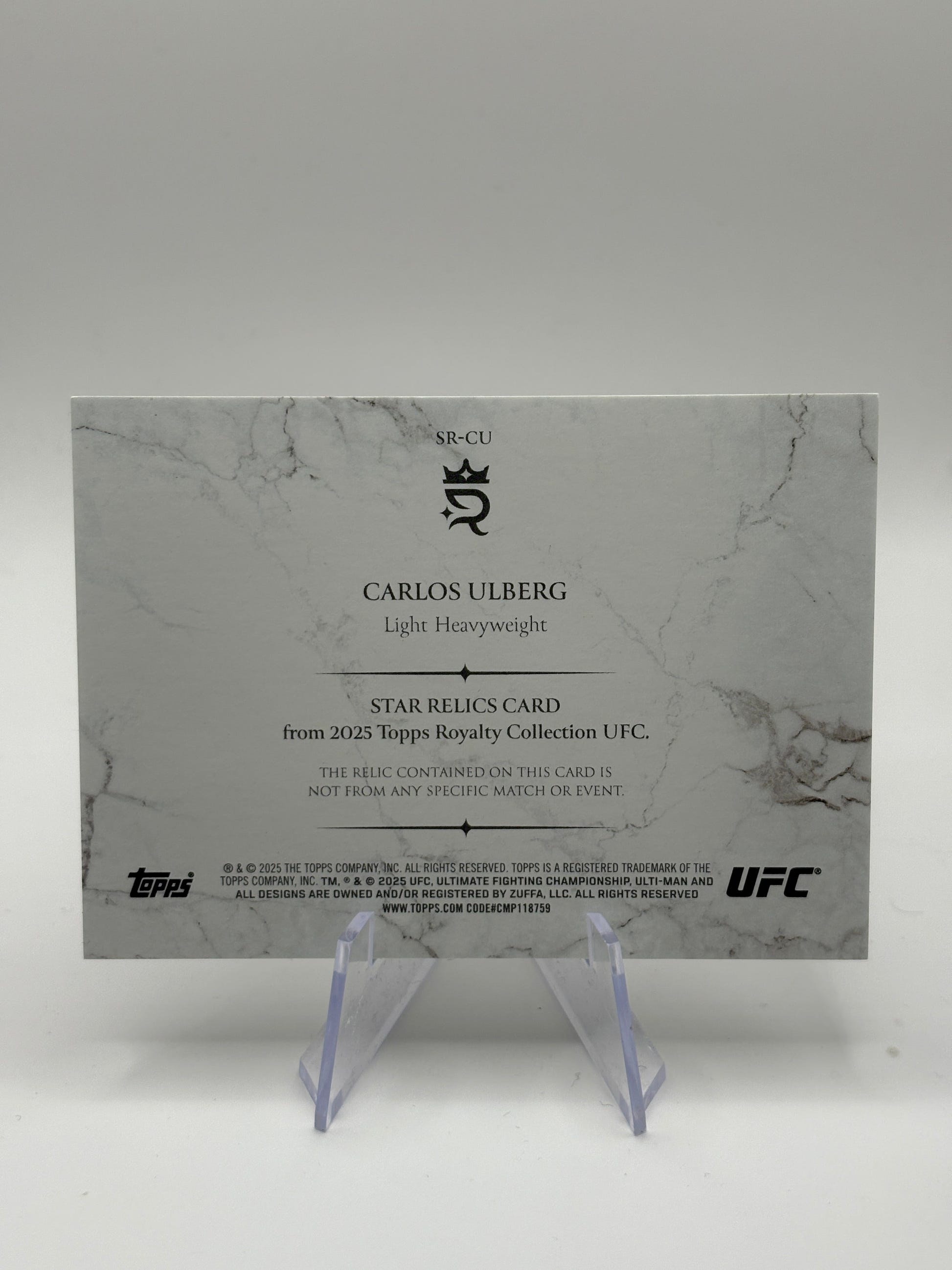 Carlos Ulberg 2025 Topps Royalty UFC Star Relic /99 Patch FRENLY BRICKS - Open 7 Days image 2