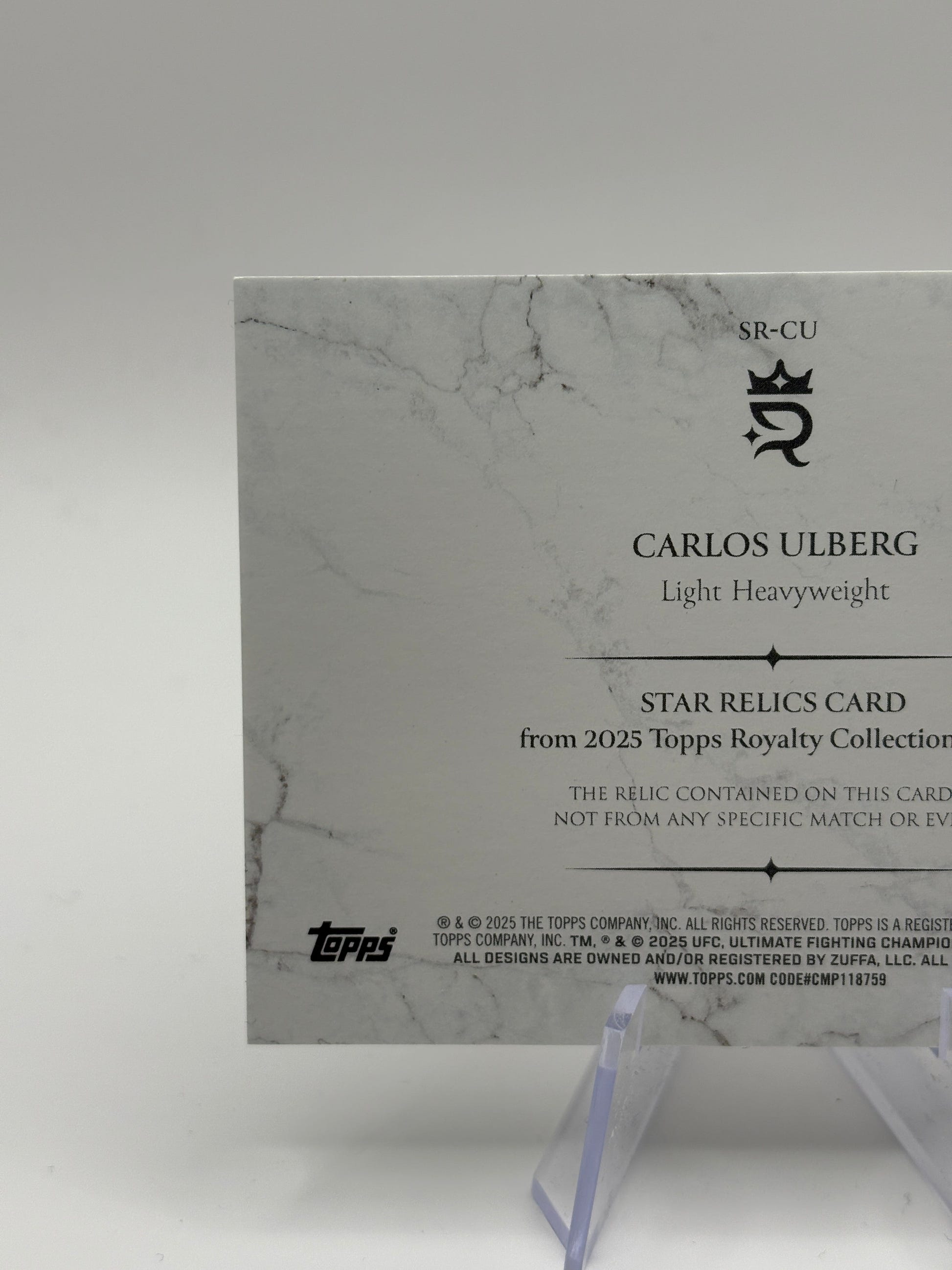 Carlos Ulberg 2025 Topps Royalty UFC Star Relic /99 Patch FRENLY BRICKS - Open 7 Days image 3