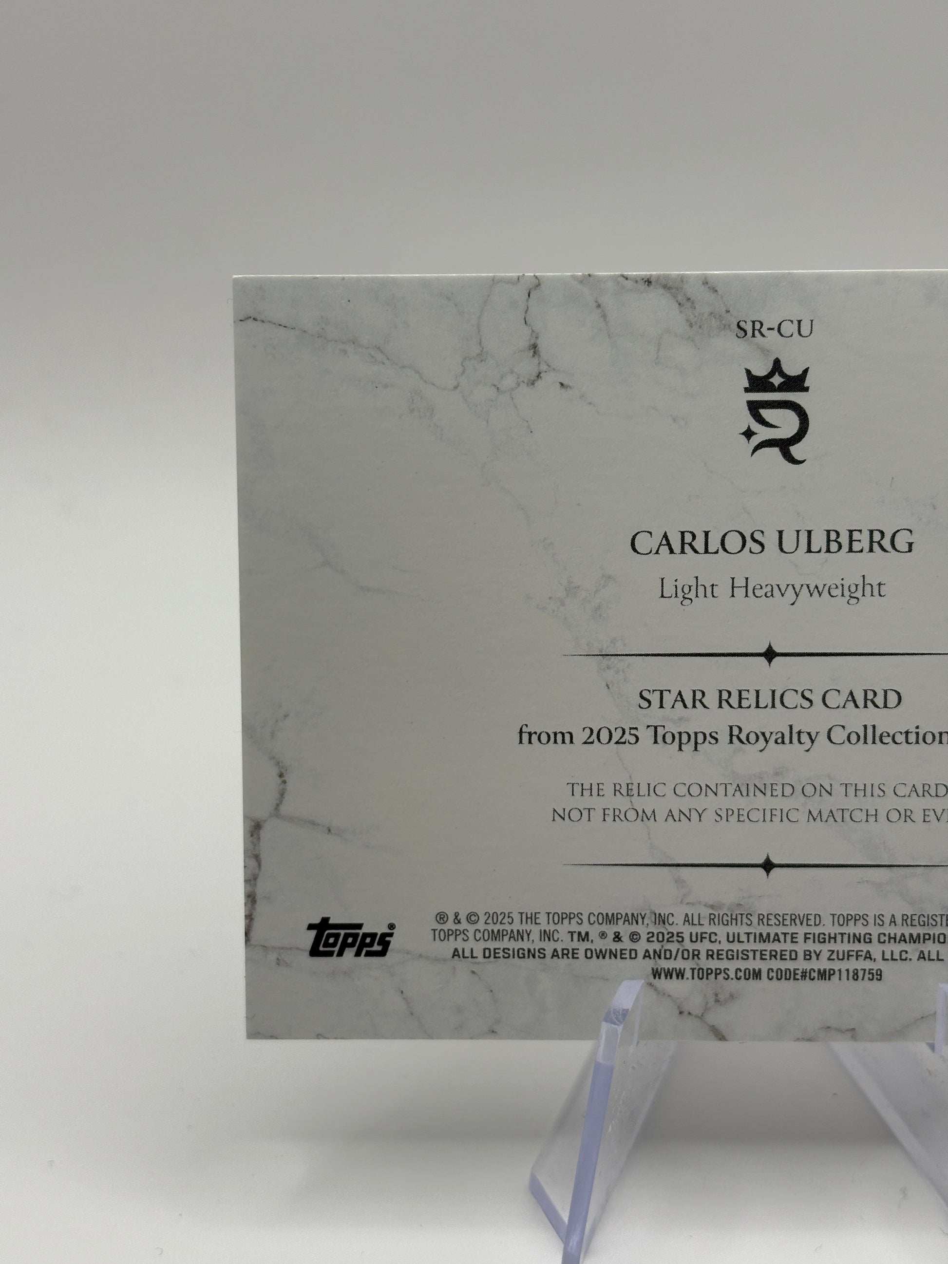 Carlos Ulberg 2025 Topps Royalty UFC Star Relic /99 Patch FRENLY BRICKS - Open 7 Days