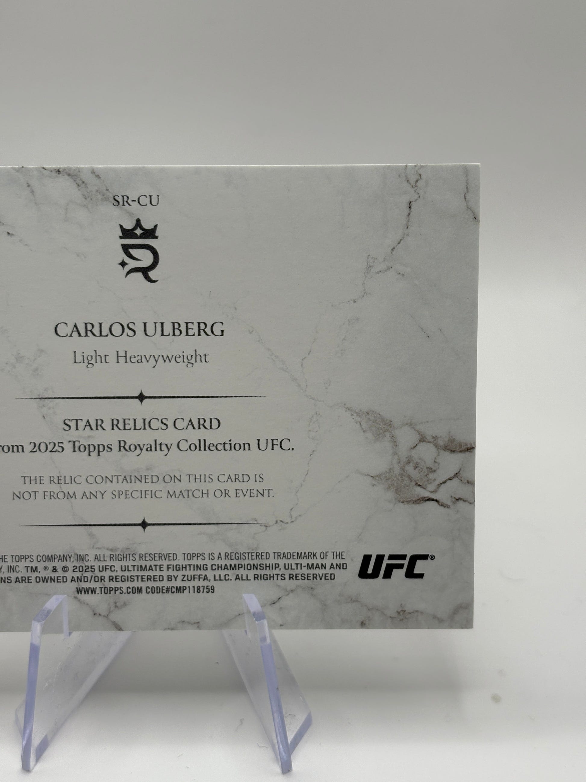 Carlos Ulberg 2025 Topps Royalty UFC Star Relic /99 Patch FRENLY BRICKS - Open 7 Days image 4