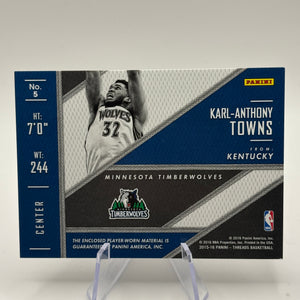 2015-16 Panini Threads Rookie Threads Insert #5 KARL-ANTHONY TOWNS Patch Card RC FRENLY BRICKS - Open 7 Days