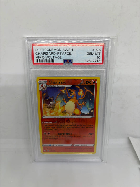 Pokemon SWSH Vivid Voltage Charizard Reverse Holo ERROR PSA 10 FRENLY BRICKS - Open 7 Days