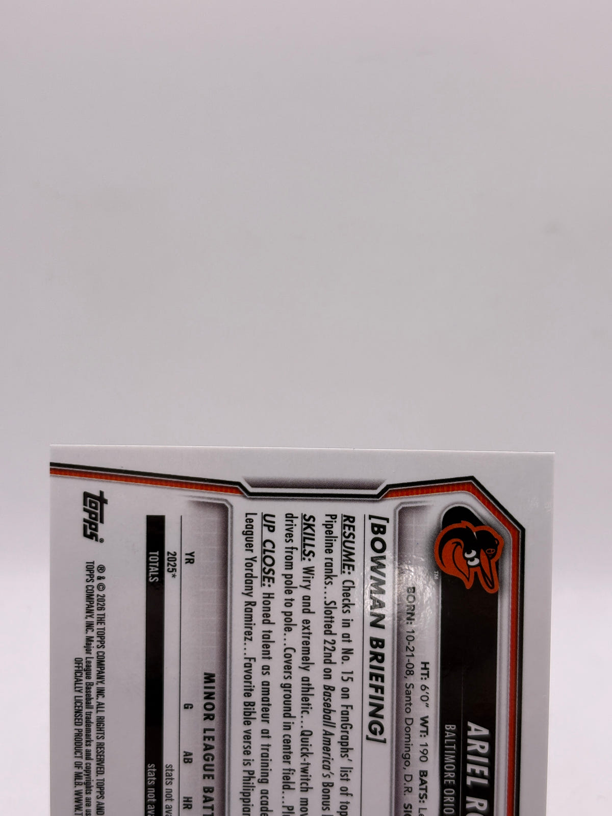 2026 Bowman Chrome Ariel Roque #BCP-240 Bubble Gum Packfracture SSP /89 image 3