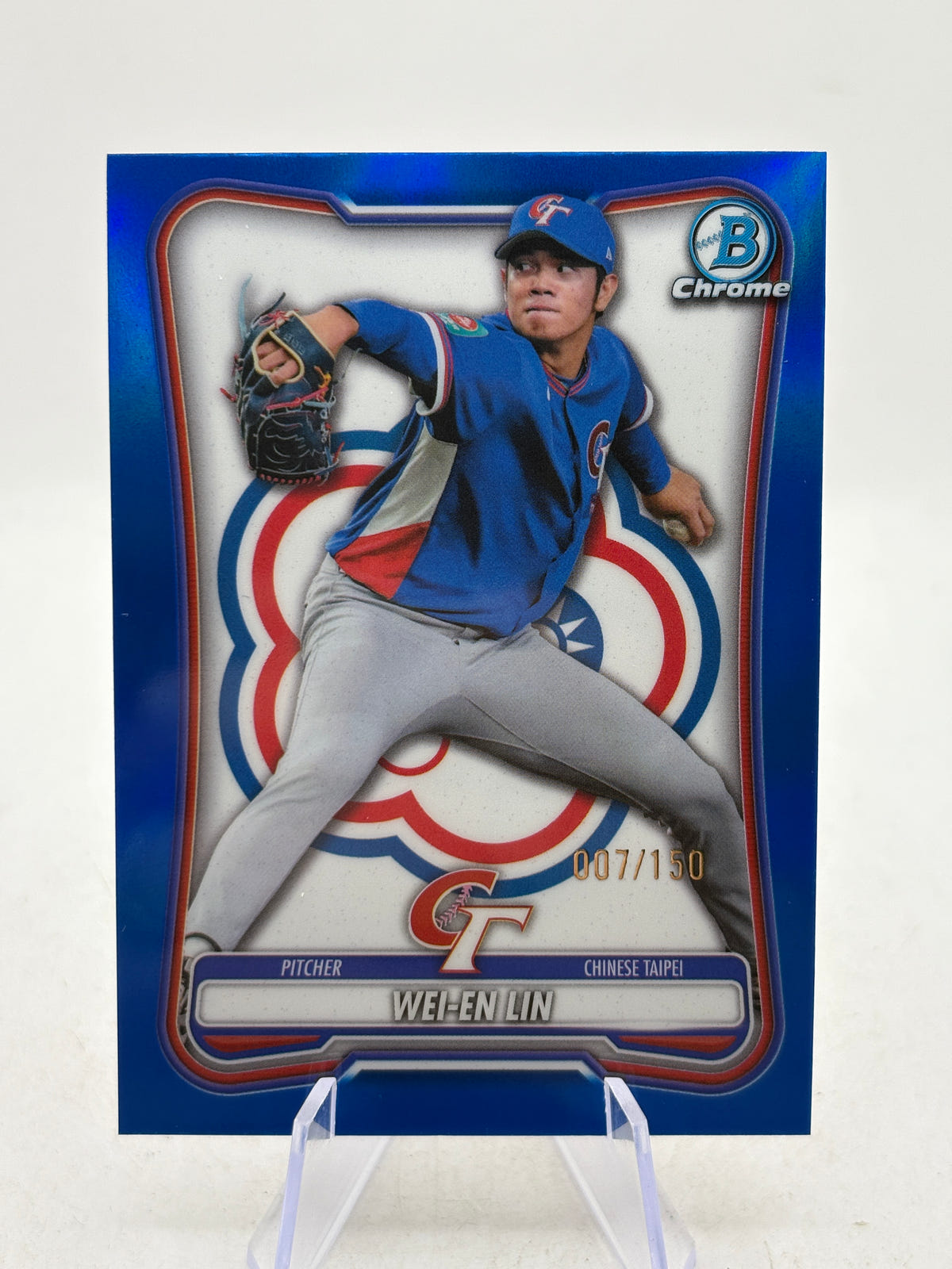 2026 Bowman Chrome - Wei-En Lin SP #WBC-39 Blue /150 Chinese Taipei Athletics image 1