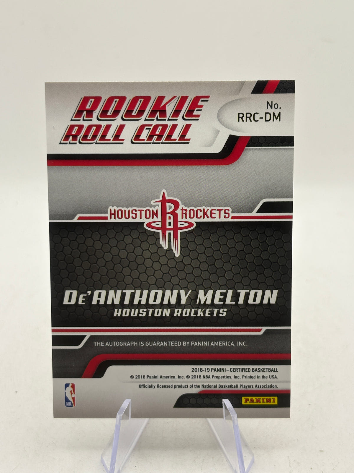 2018 Panini Certified Rookie Roll Call RRC-DM De’Anthony Melton Auto /10 image 2