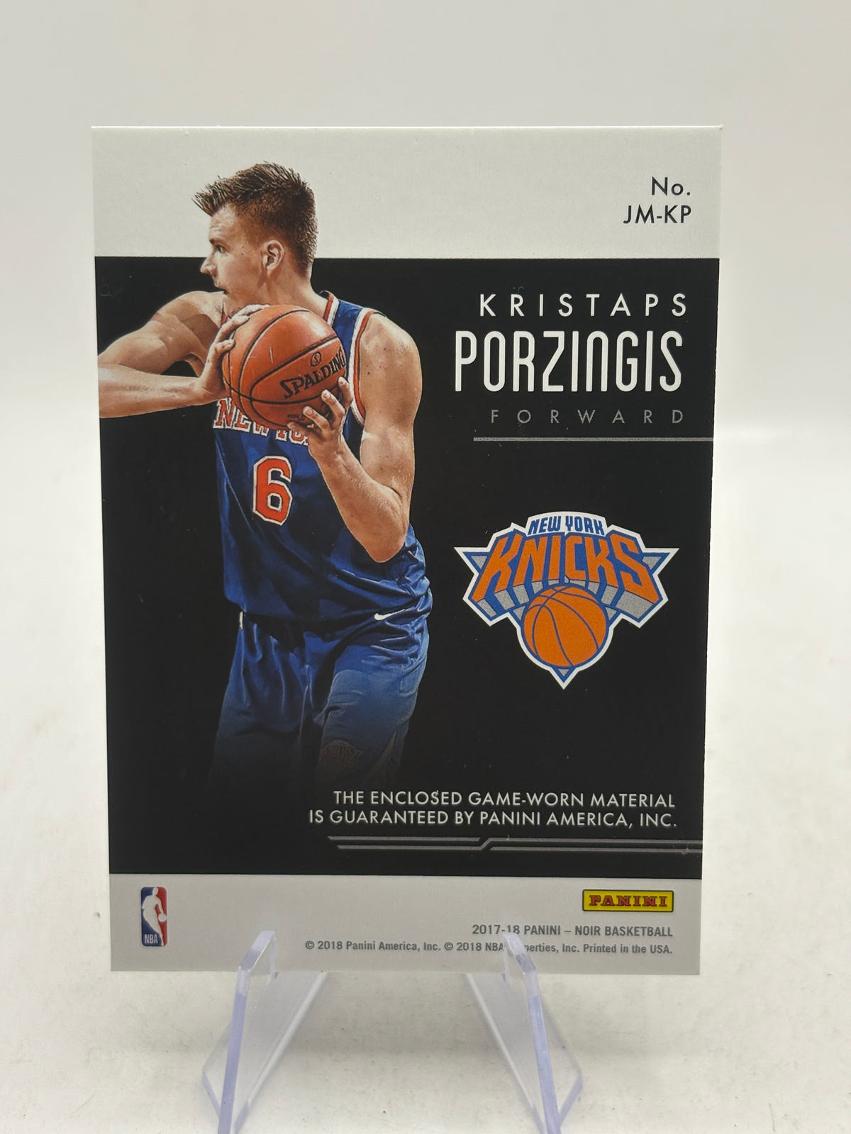 2017-18 Panini Noir Basketball - JM-KP Kristaps Porzingis Jumbo Patch /49 image 2