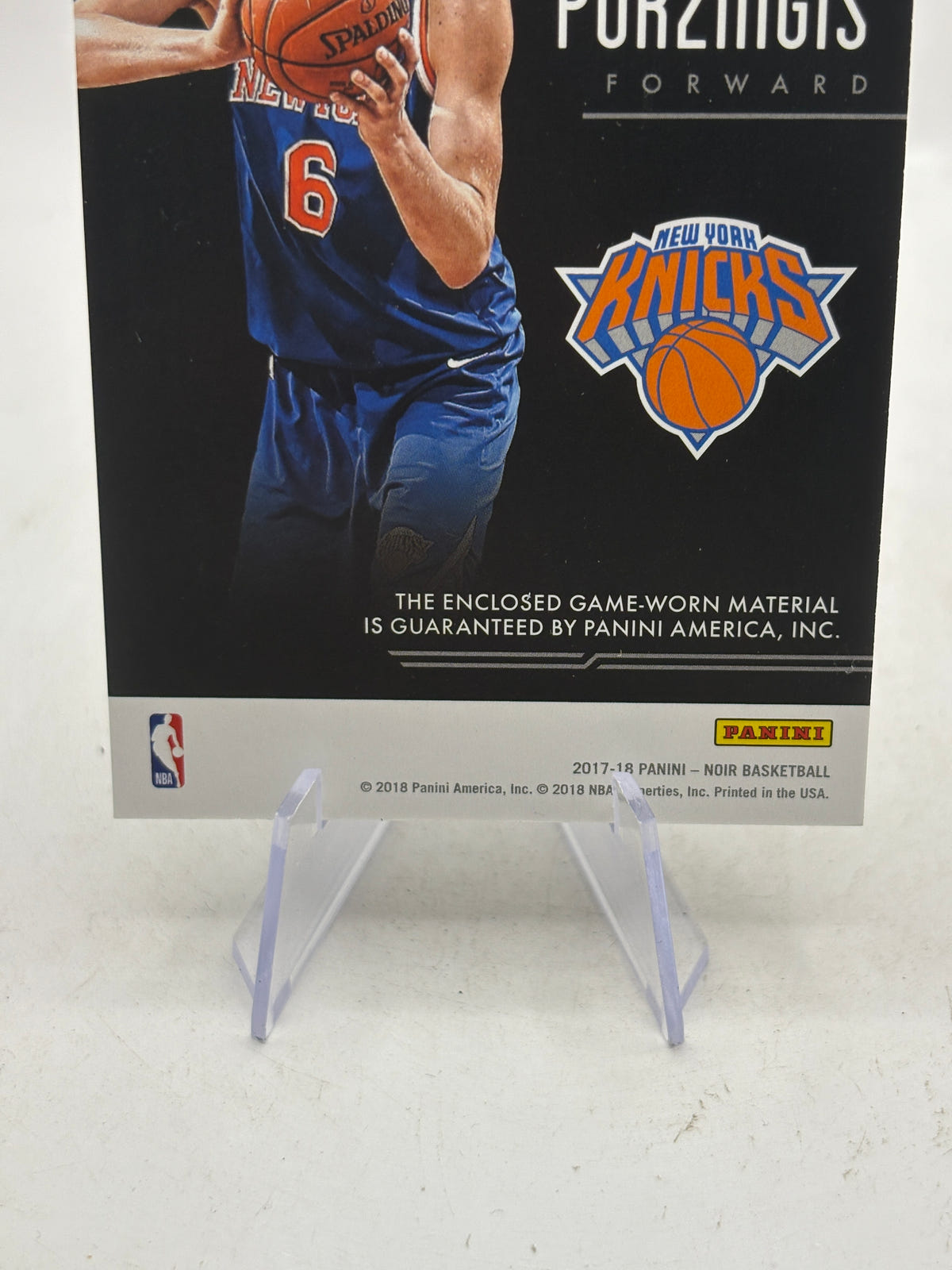 2017-18 Panini Noir Basketball - JM-KP Kristaps Porzingis Jumbo Patch /49 image 4