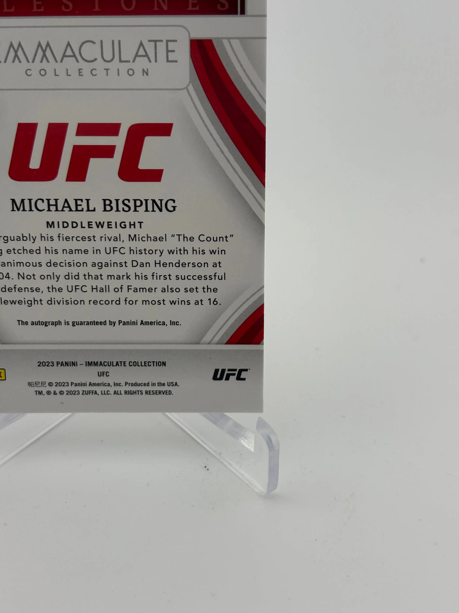 2023 Immaculate Collection UFC Michael Bisping Milestones Auto Autograph #/99 FRENLY BRICKS - Open 7 Days