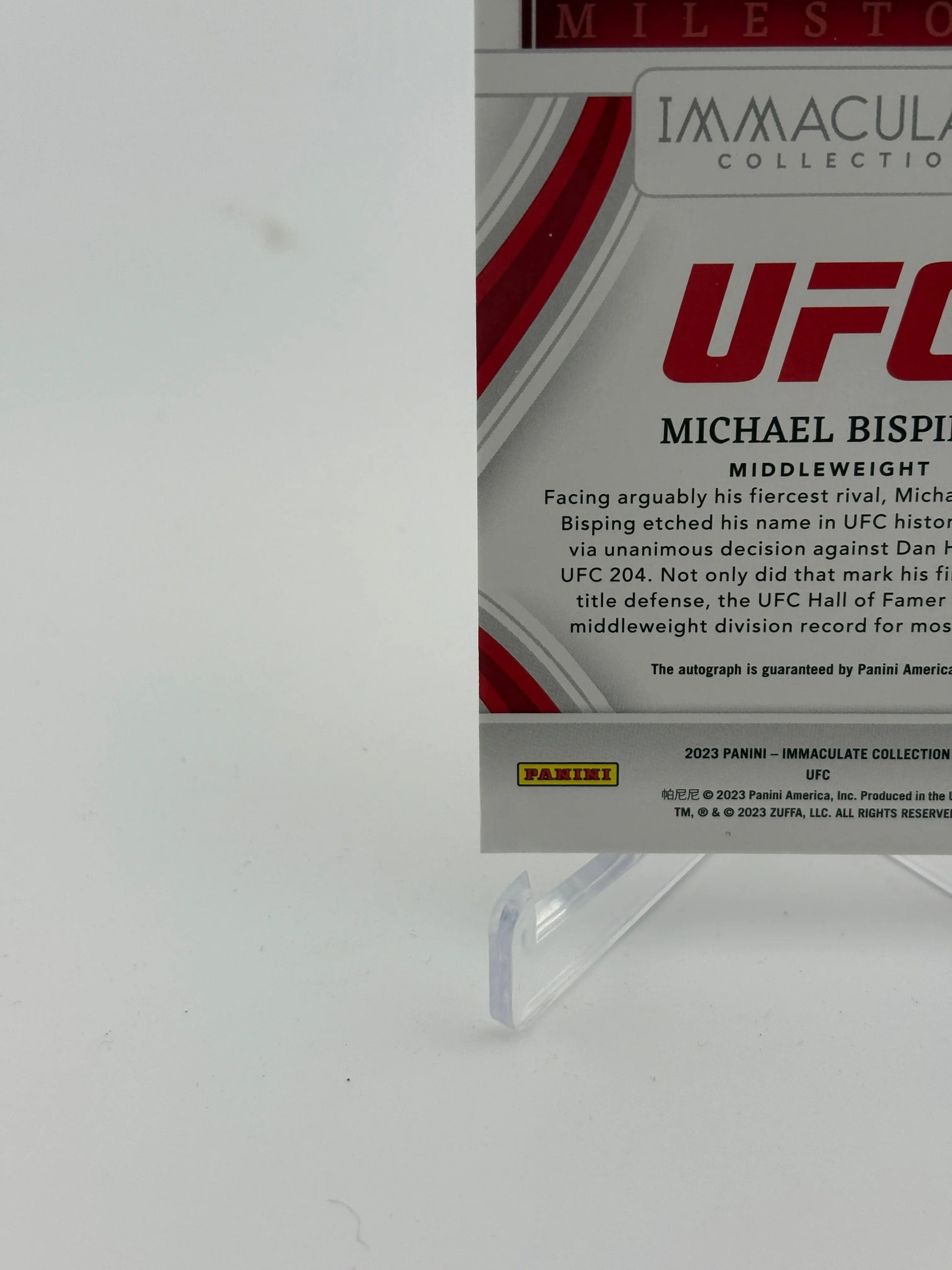 2023 Immaculate Collection UFC Michael Bisping Milestones Auto Autograph #/99 FRENLY BRICKS - Open 7 Days
